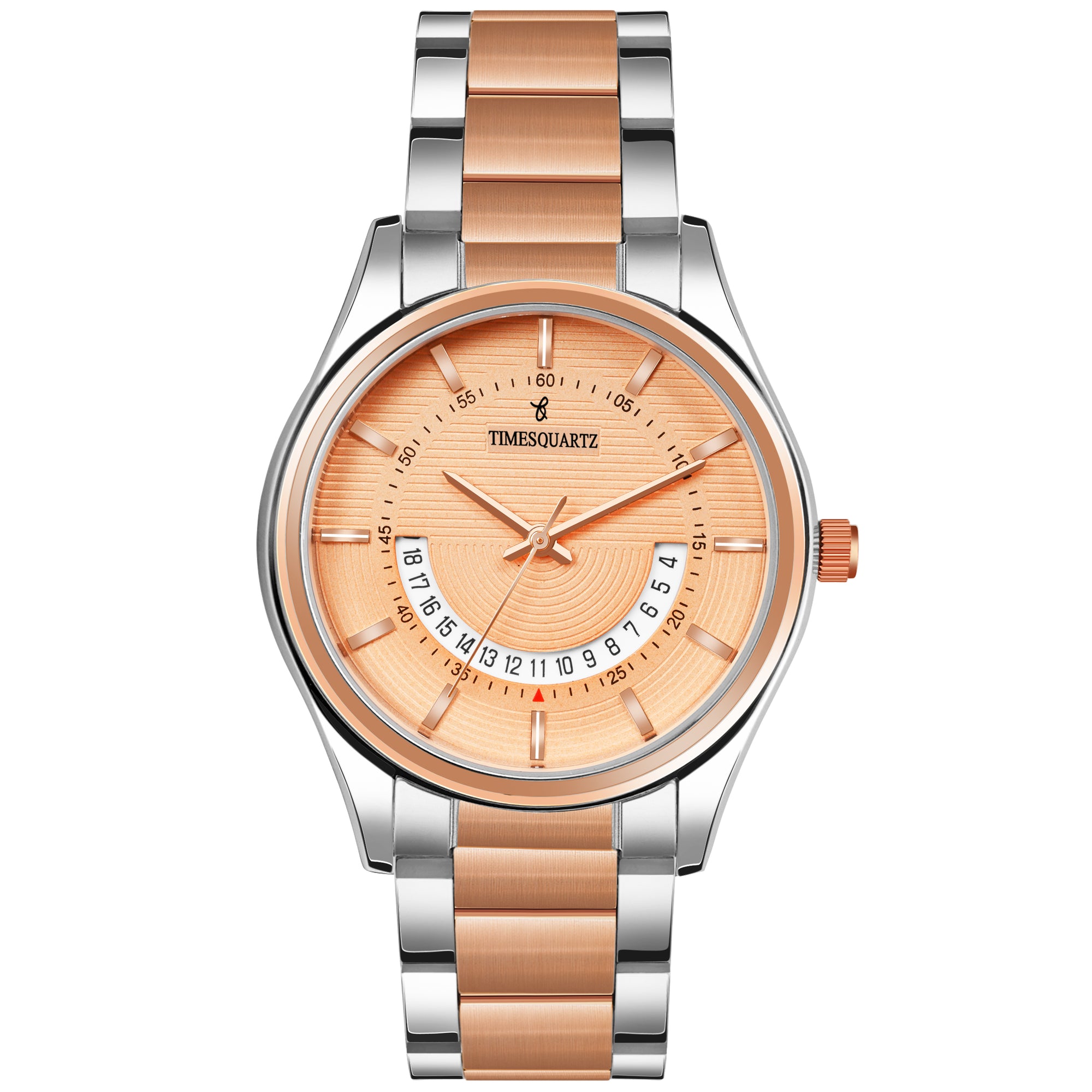 Men's Analog Wrist Watch A-273 Two Tone Case Rose Gold Dial