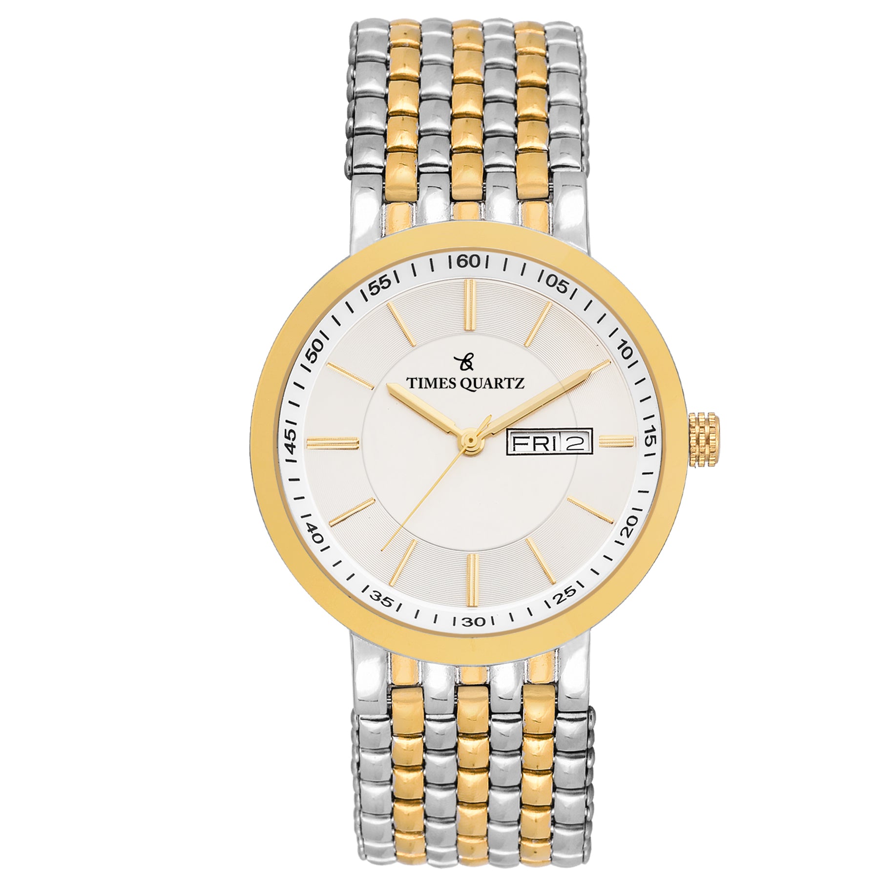 Men's Analog Wrist Watch A-190 Two Tone Case White Dial