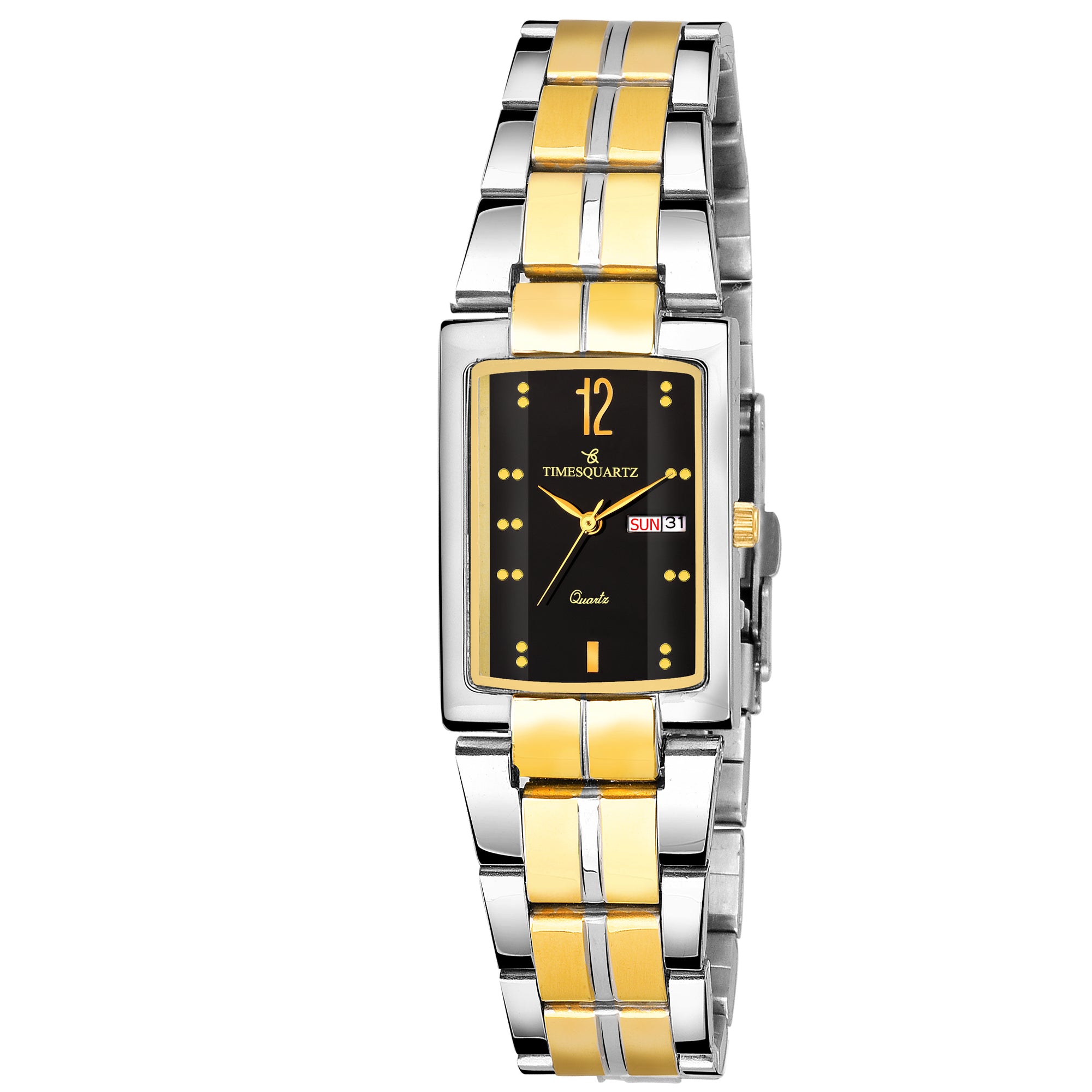 Men's Analog Wrist Watch A-233 Two Tone Case & Black Dial