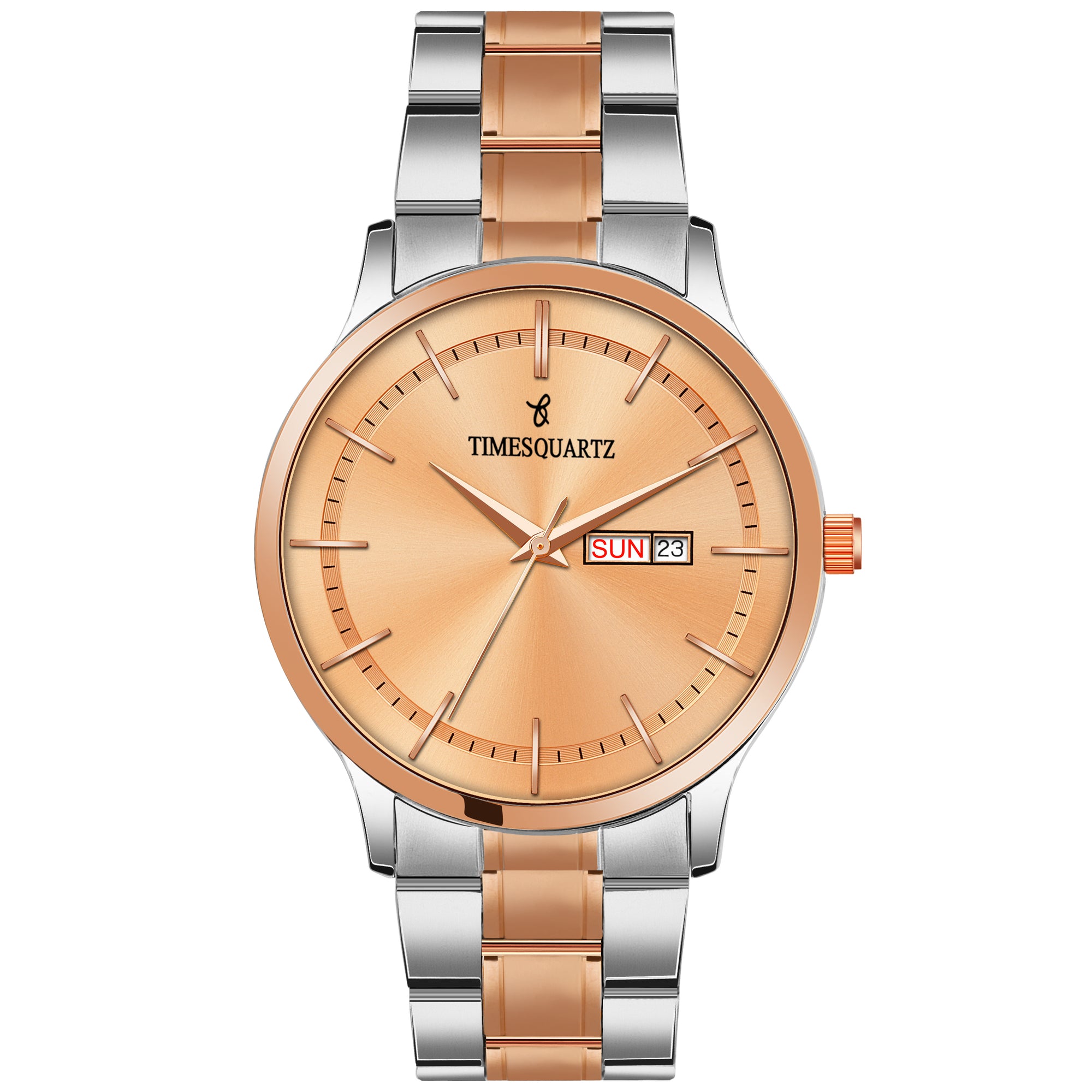 Men's Analog Wrist Watch A-274 Two Tone Case Rose Gold Dial