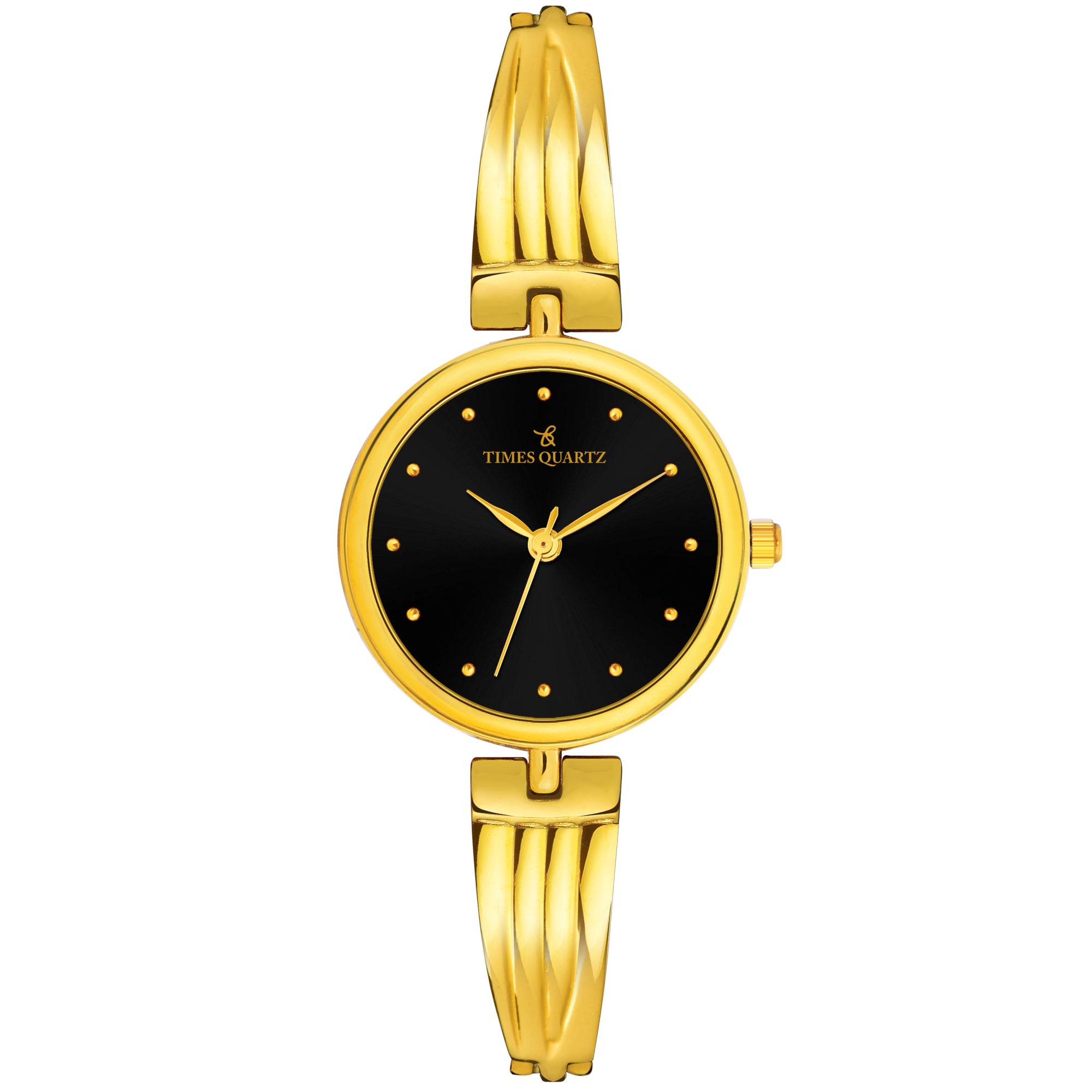Women's Wrist Watch Model A-105 Golden Case Black Dial