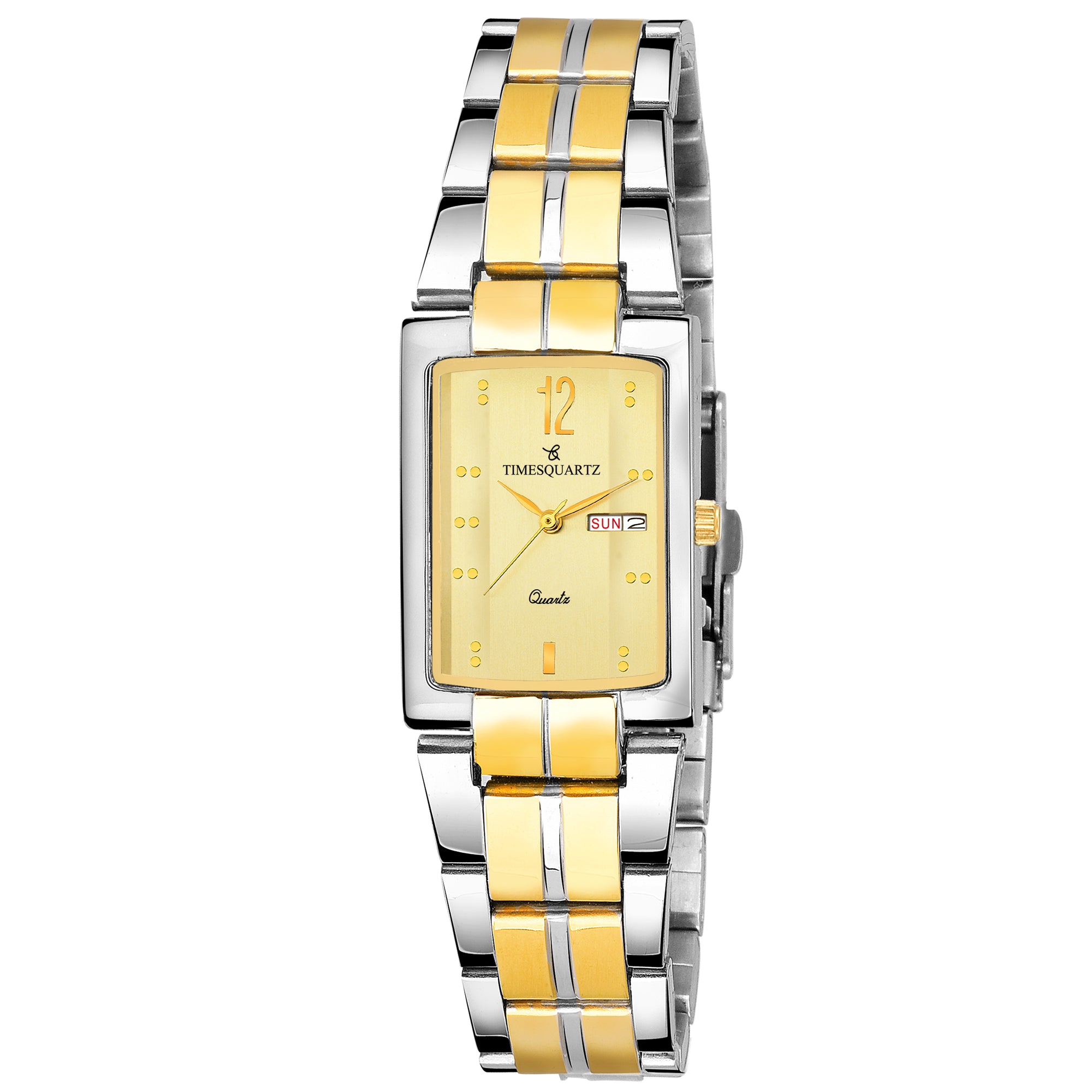 Men's Analog Wrist Watch A-233 Two Tone Case & Golden Dial