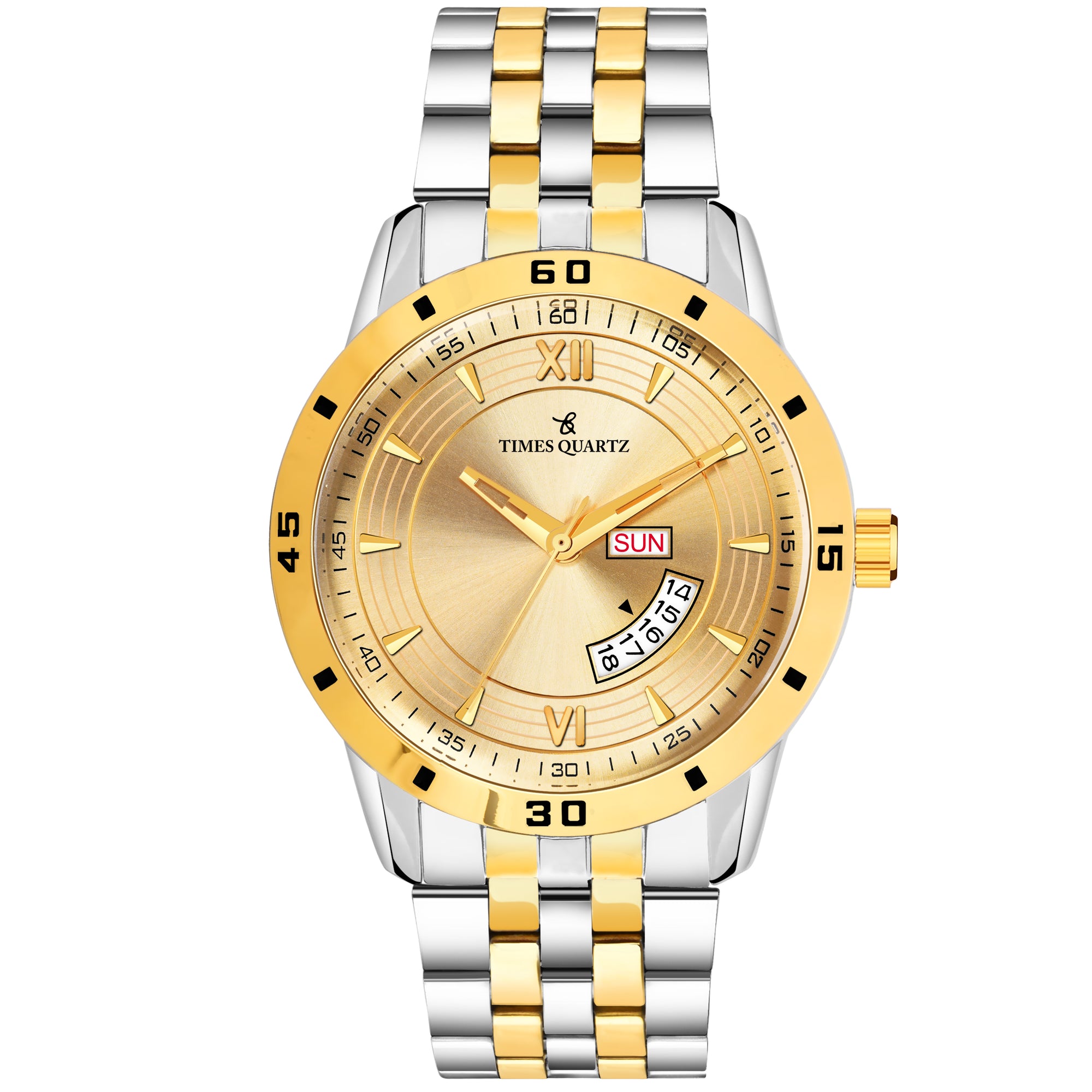 Men's Analog Wrist Watch A-263 Two Tone Case Golden Dial