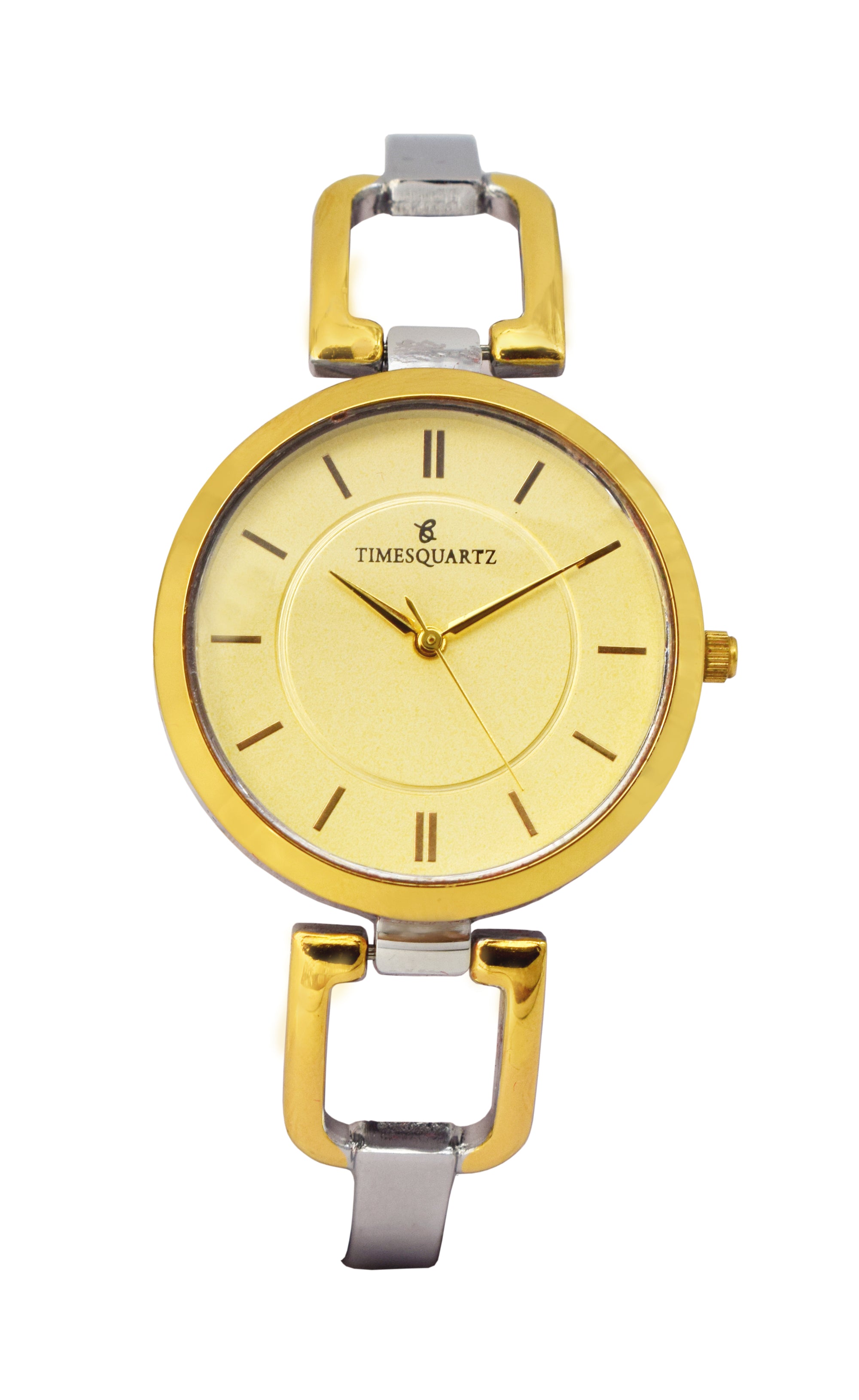 Women's Wrist Watch Model A-102 Two Tone Case Golden Dial