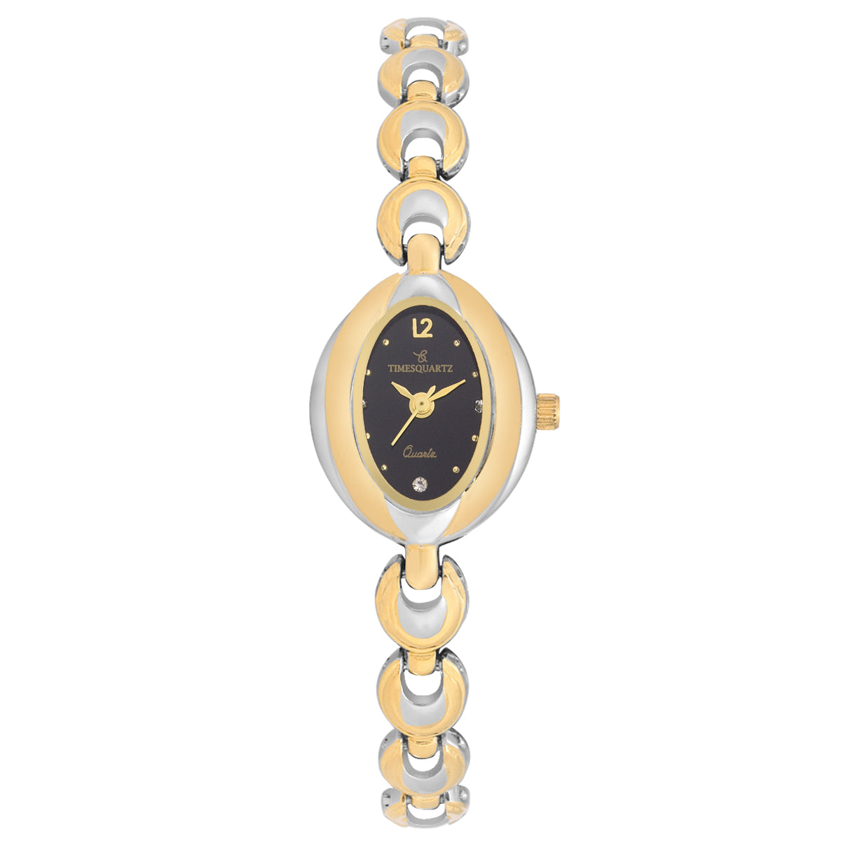 Women's Wrist Watch Model A-261 Two Tone Case Black Dial