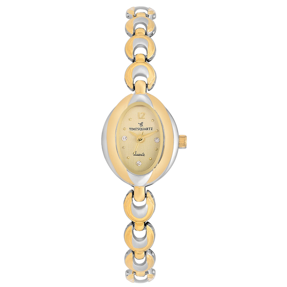 Women's Wrist Watch Model A-261 Two Tone Case Golden Dial
