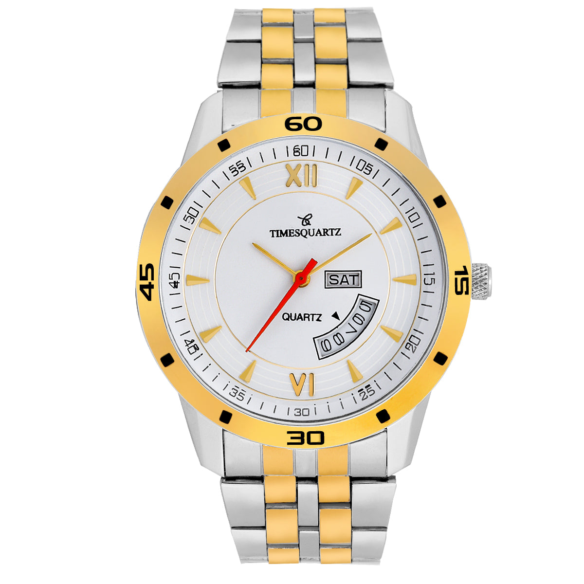 Men's Analog Wrist Watch A-263 Two Tone Case Silver Dial