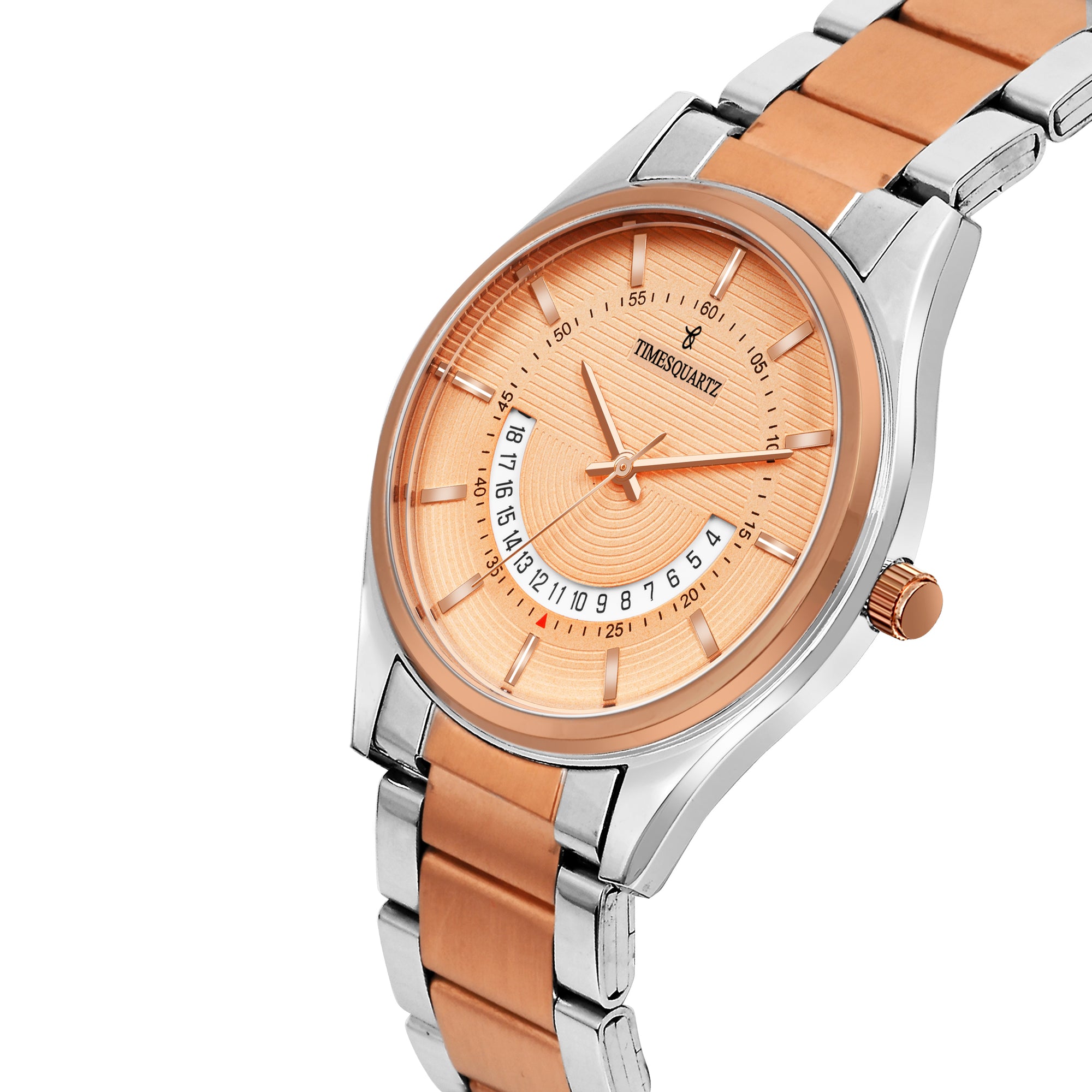 Men's Analog Wrist Watch A-273 Two Tone Case Rose Gold Dial