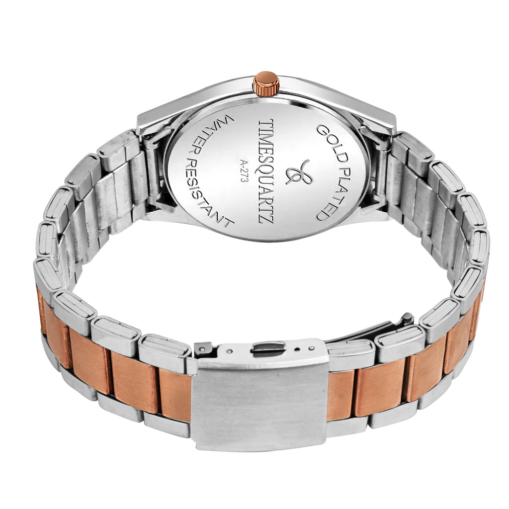 Men's Analog Wrist Watch A-273 Two Tone Case Rose Gold Dial