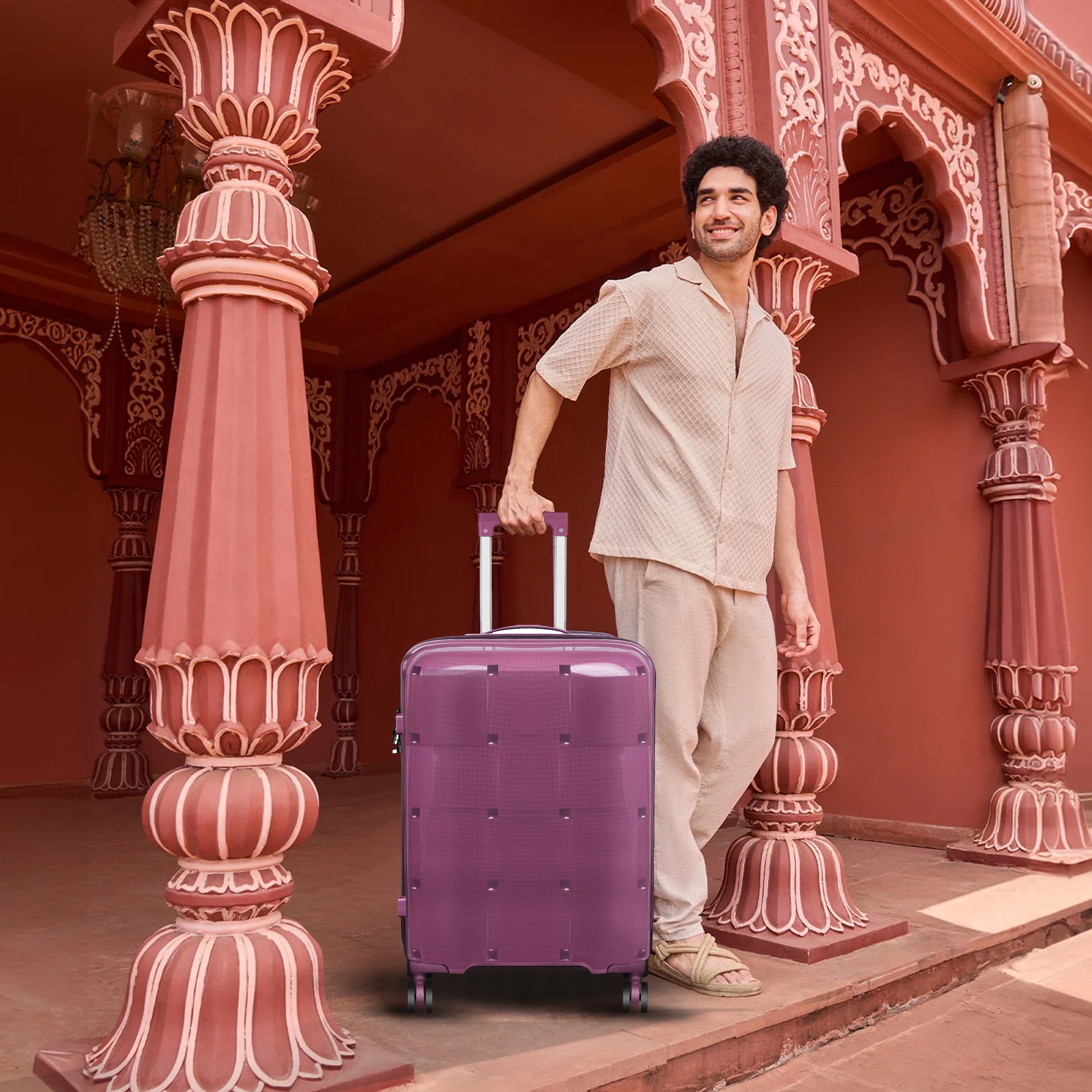 14TB4WH20 Cabin Hard Trolley Bag Purple