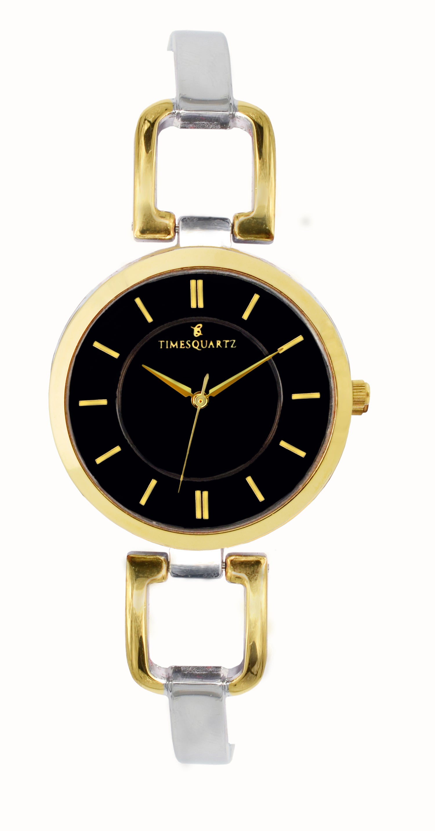 Women's Wrist Watch Model A-102 Two Tone Case Black Dial