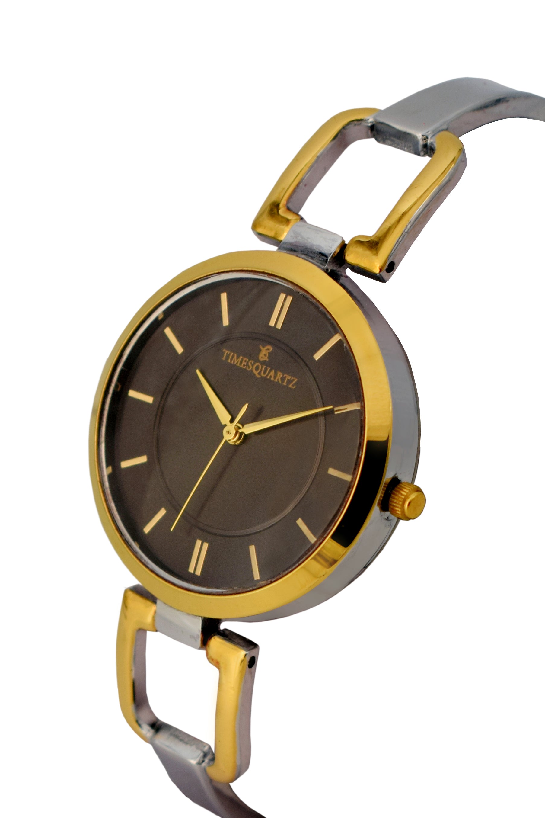 Women's Wrist Watch Model A-102 Two Tone Case Black Dial