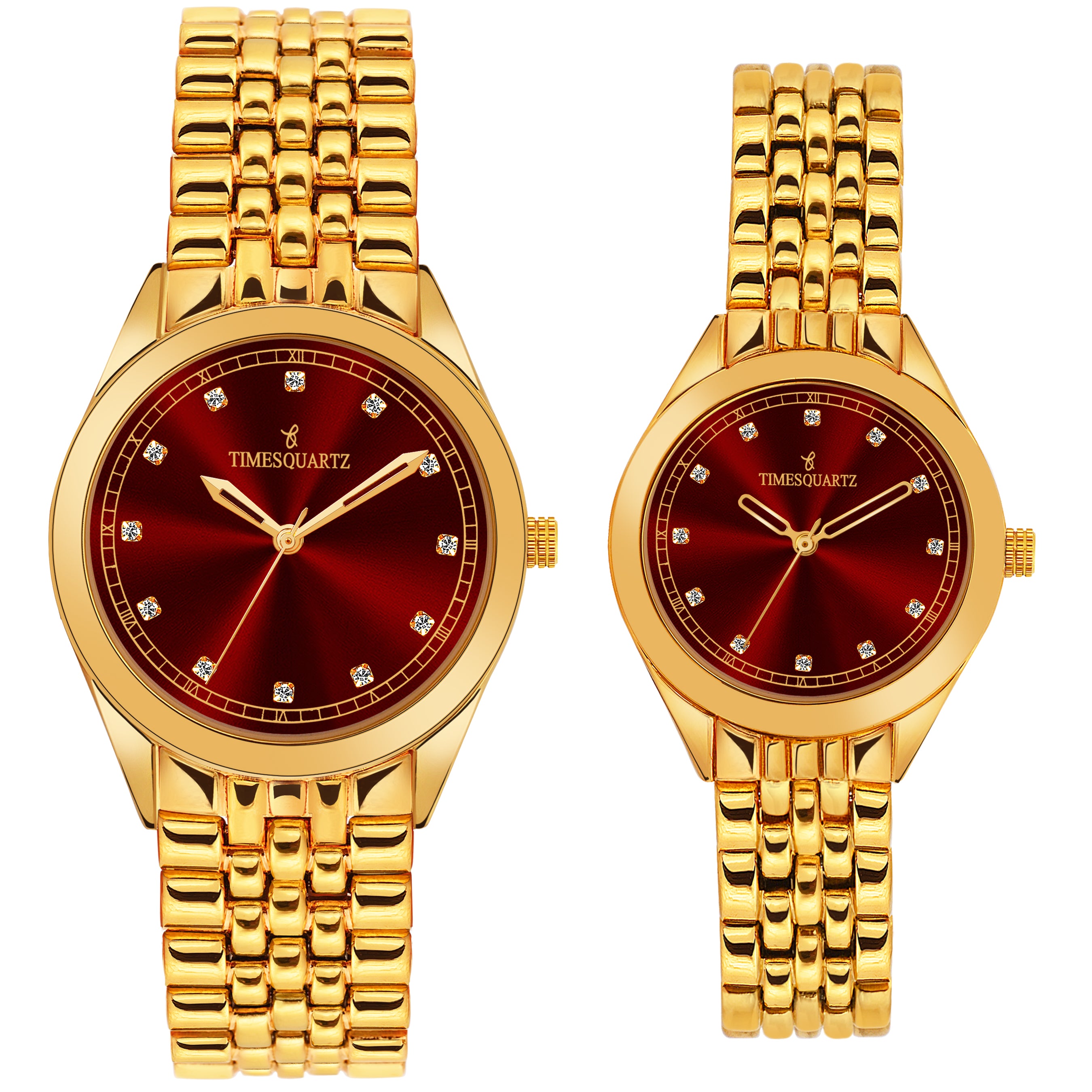 Pair Wrist Watch P-237  Golden Case Red Dial