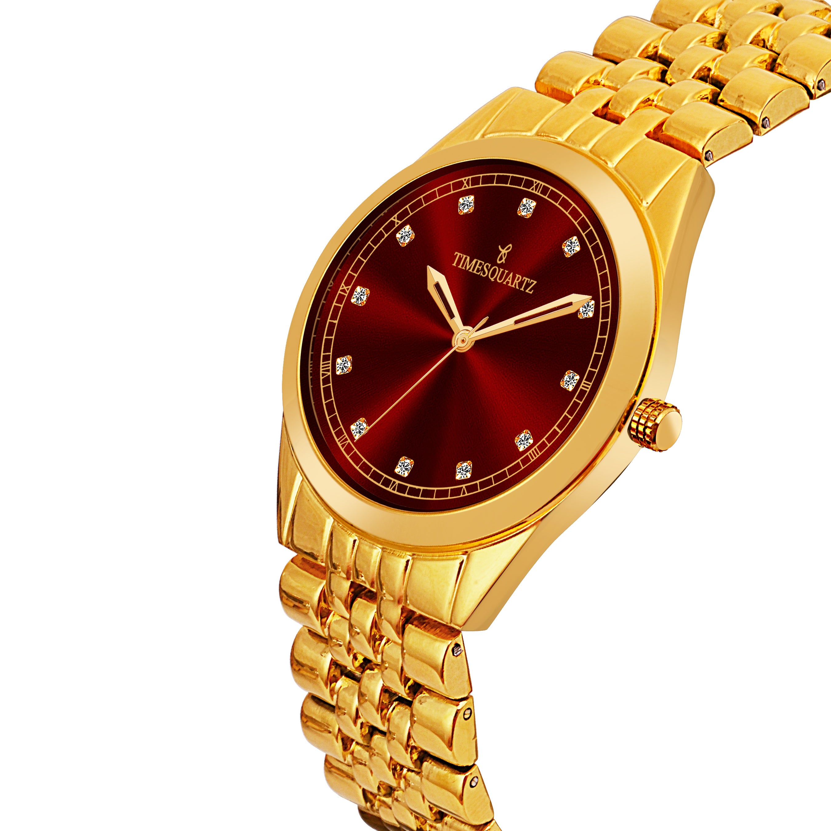 Pair Wrist Watch P-237  Golden Case Red Dial