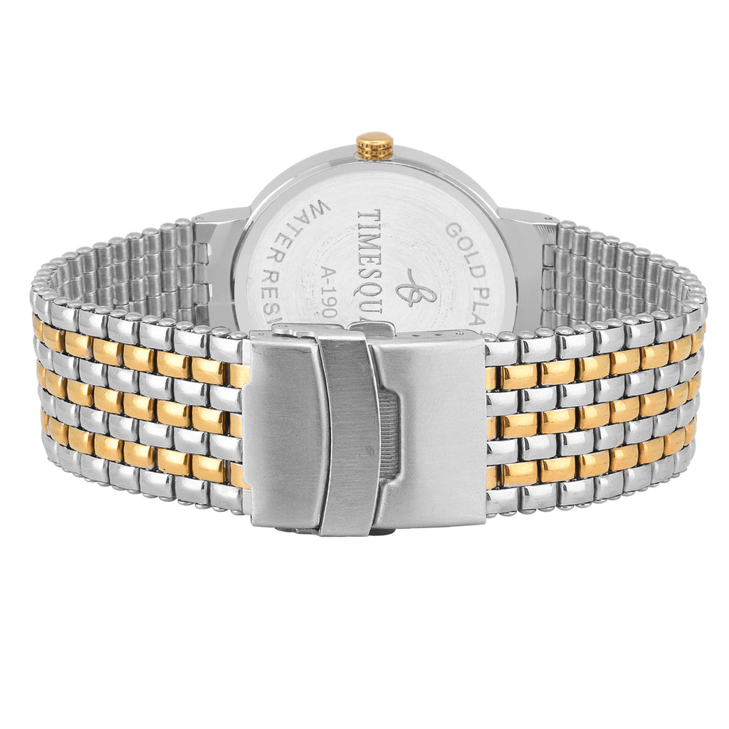 Men's Analog Wrist Watch A-190 Two Tone Case White Dial