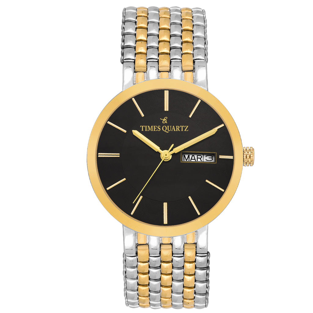 Men's Analog Wrist Watch A-190 Two Tone Case Black Dial