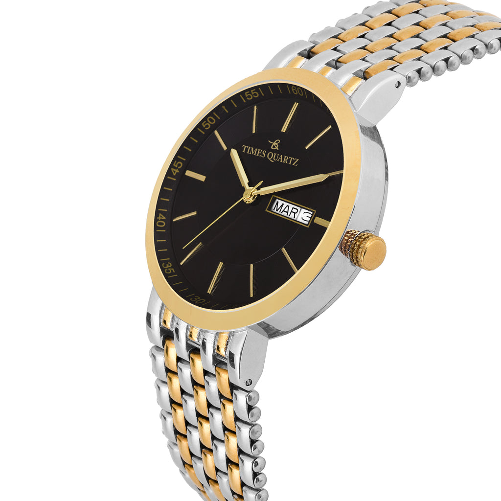 Men's Analog Wrist Watch A-190 Two Tone Case Black Dial
