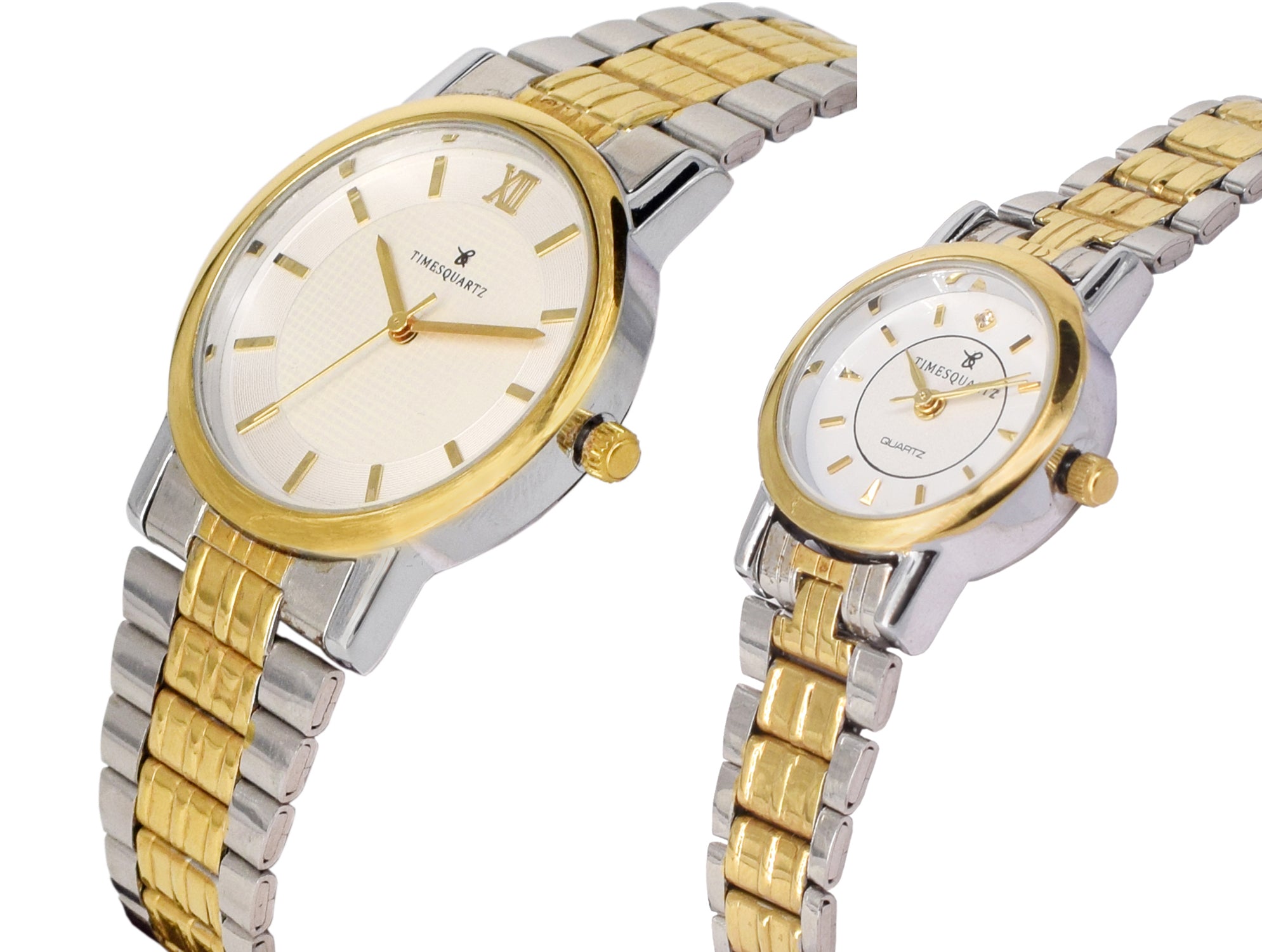 Pair Wrist Watch PRP-224  Two Tone Case White Dial