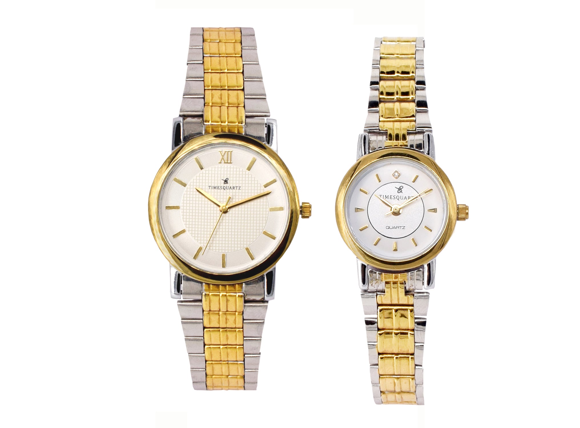 Pair Wrist Watch PRP-224  Two Tone Case White Dial