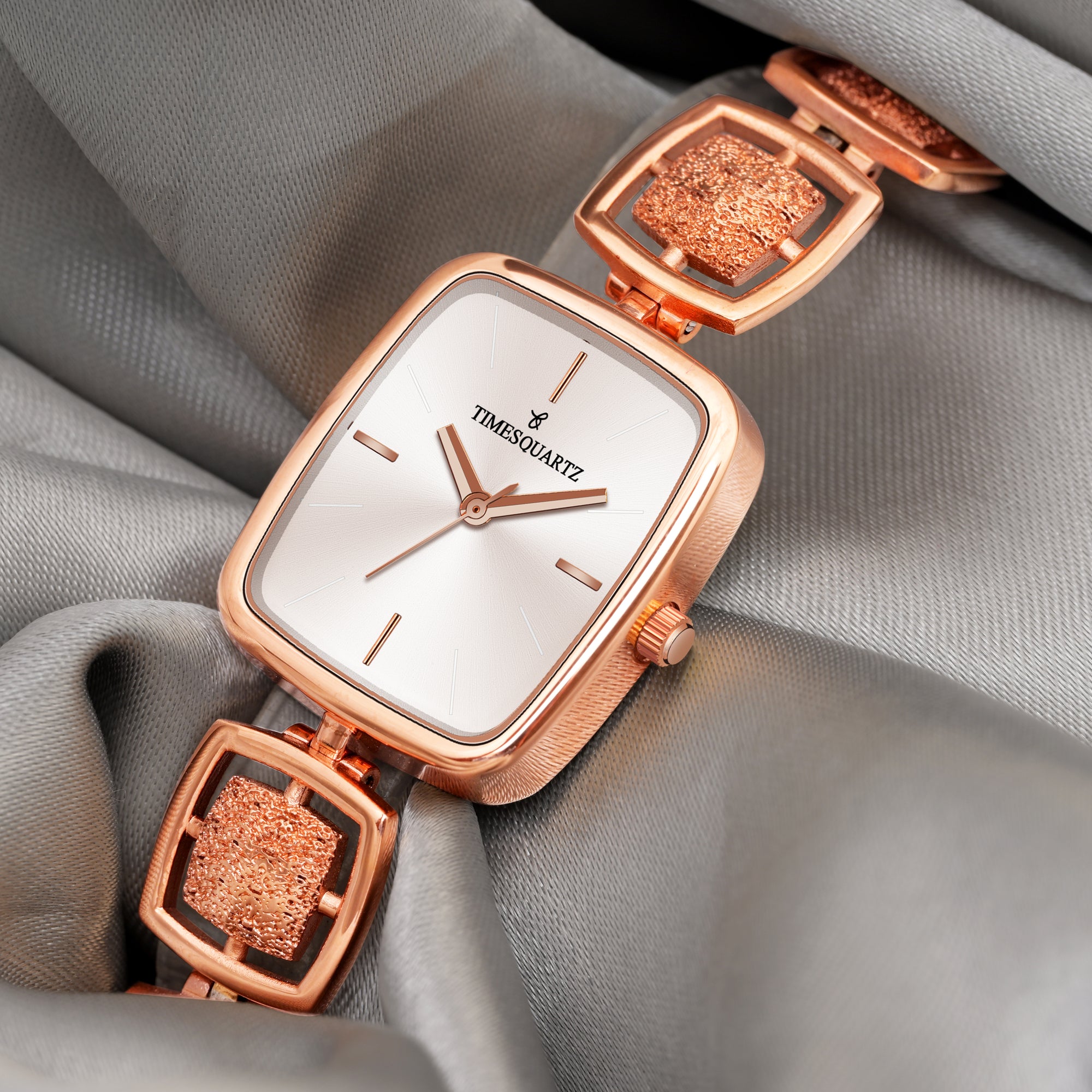Women's Analog Wrist Watch A-272 Rose Gold Case Silver Dial