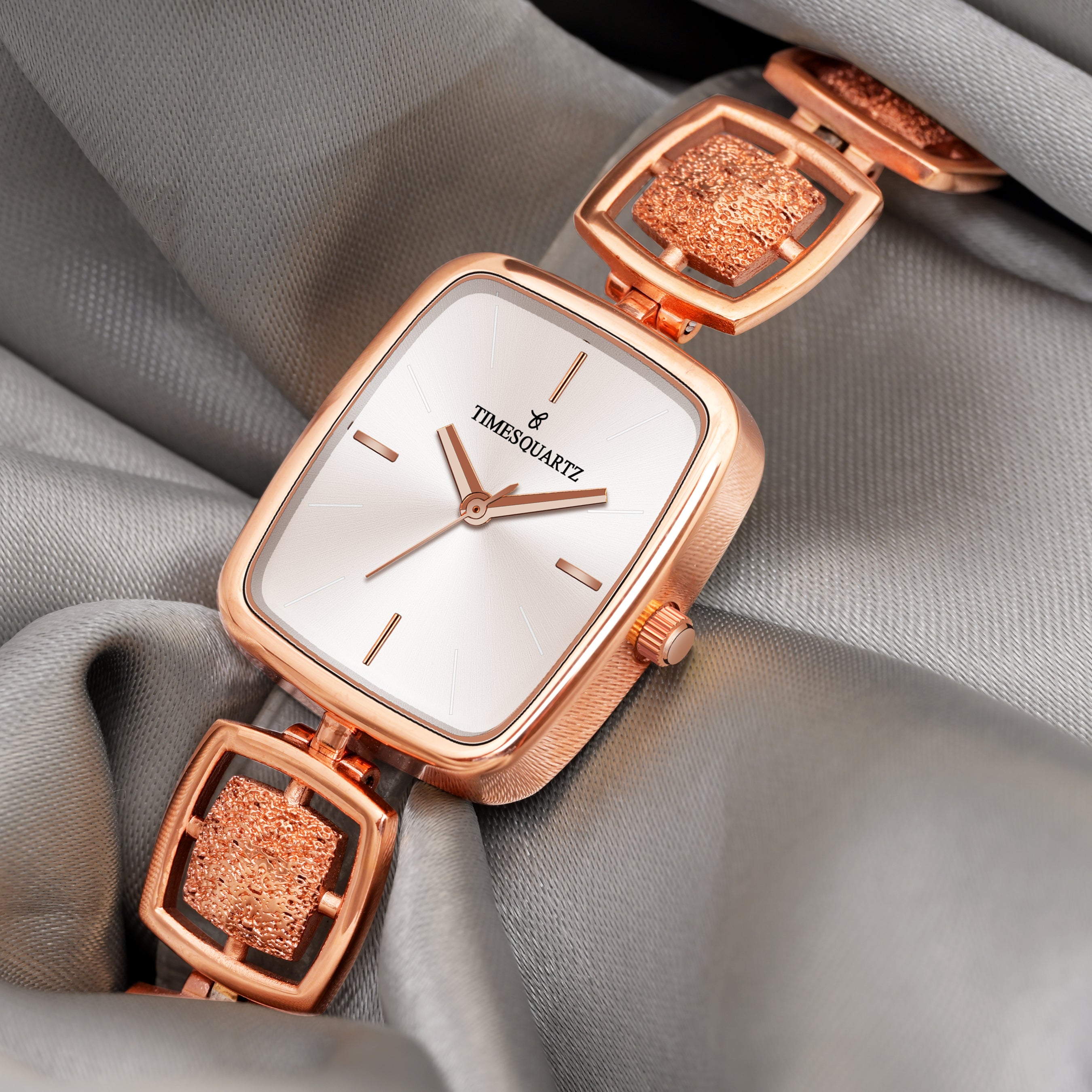 Women's Analog Wrist Watch A-272 Rose Gold Case Silver Dial