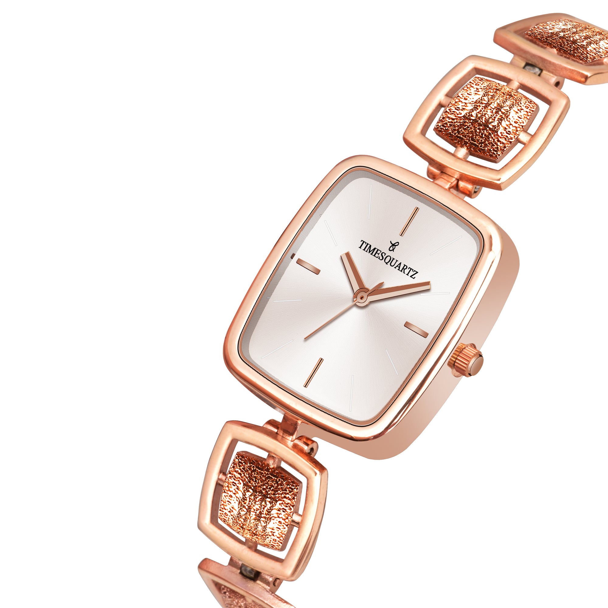 Women's Analog Wrist Watch A-272 Rose Gold Case Silver Dial