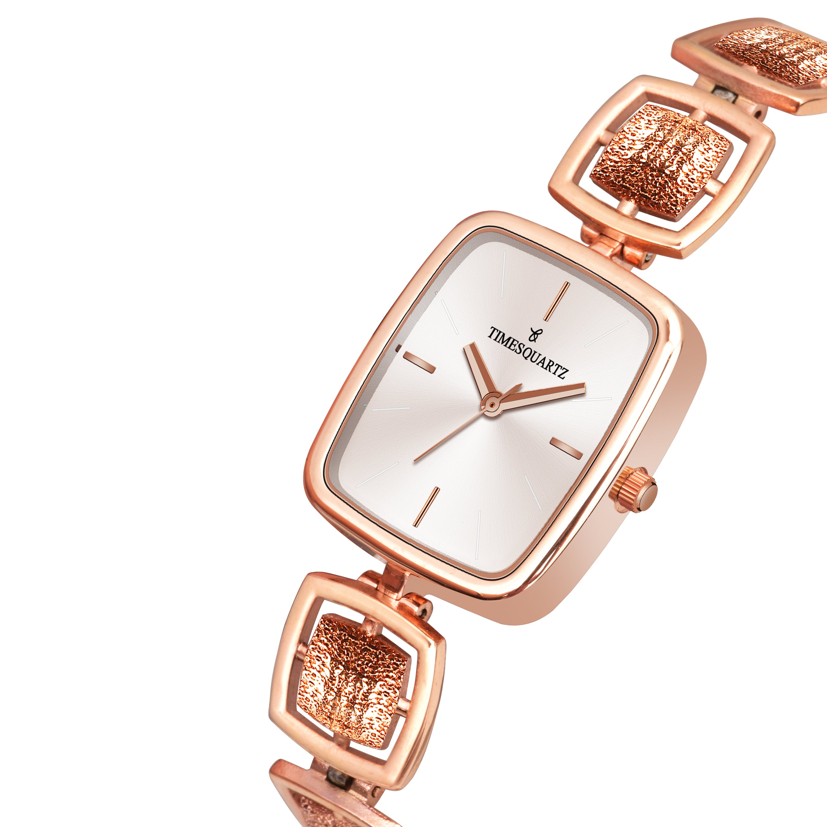 Women's Analog Wrist Watch A-272 Rose Gold Case Silver Dial