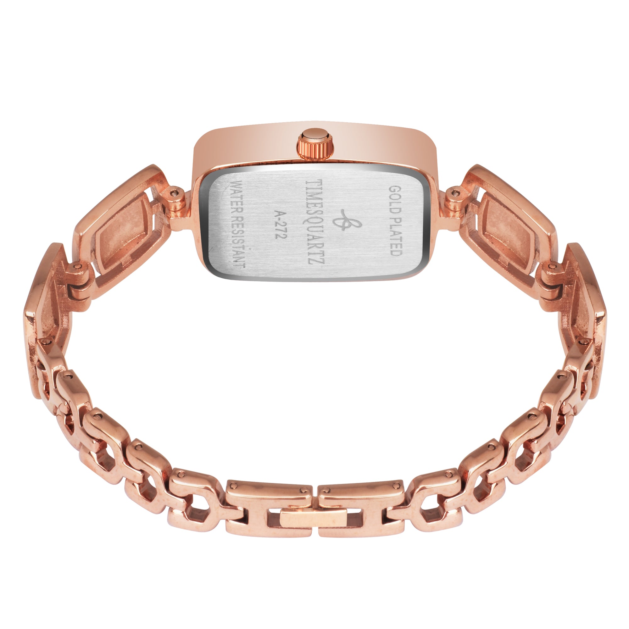 Women's Analog Wrist Watch A-272 Rose Gold Case Silver Dial