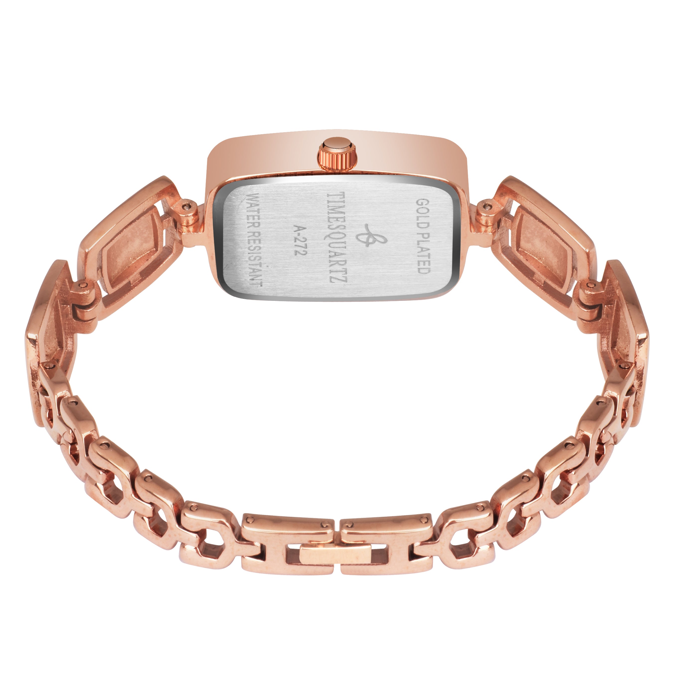 Women's Analog Wrist Watch A-272 Rose Gold Case Silver Dial