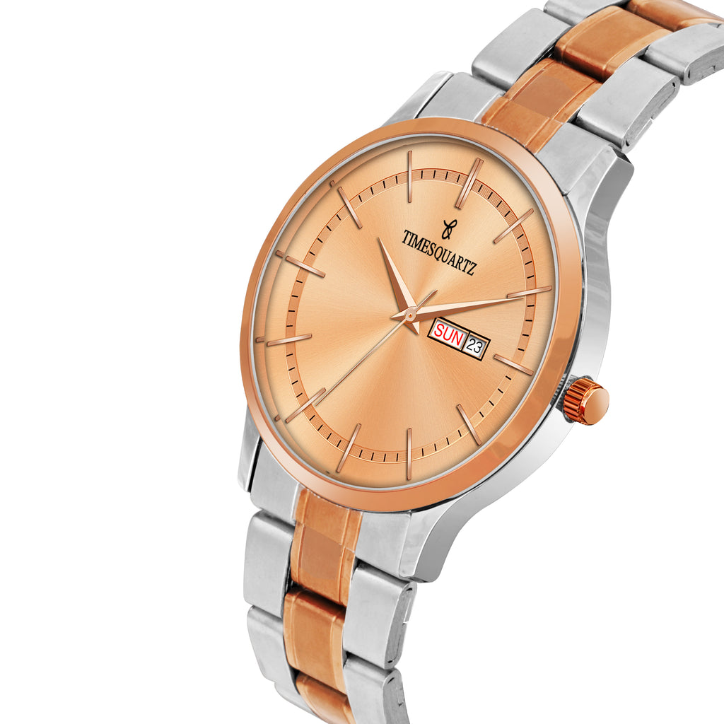 Men's Analog Wrist Watch A-274 Two Tone Case Rose Gold Dial