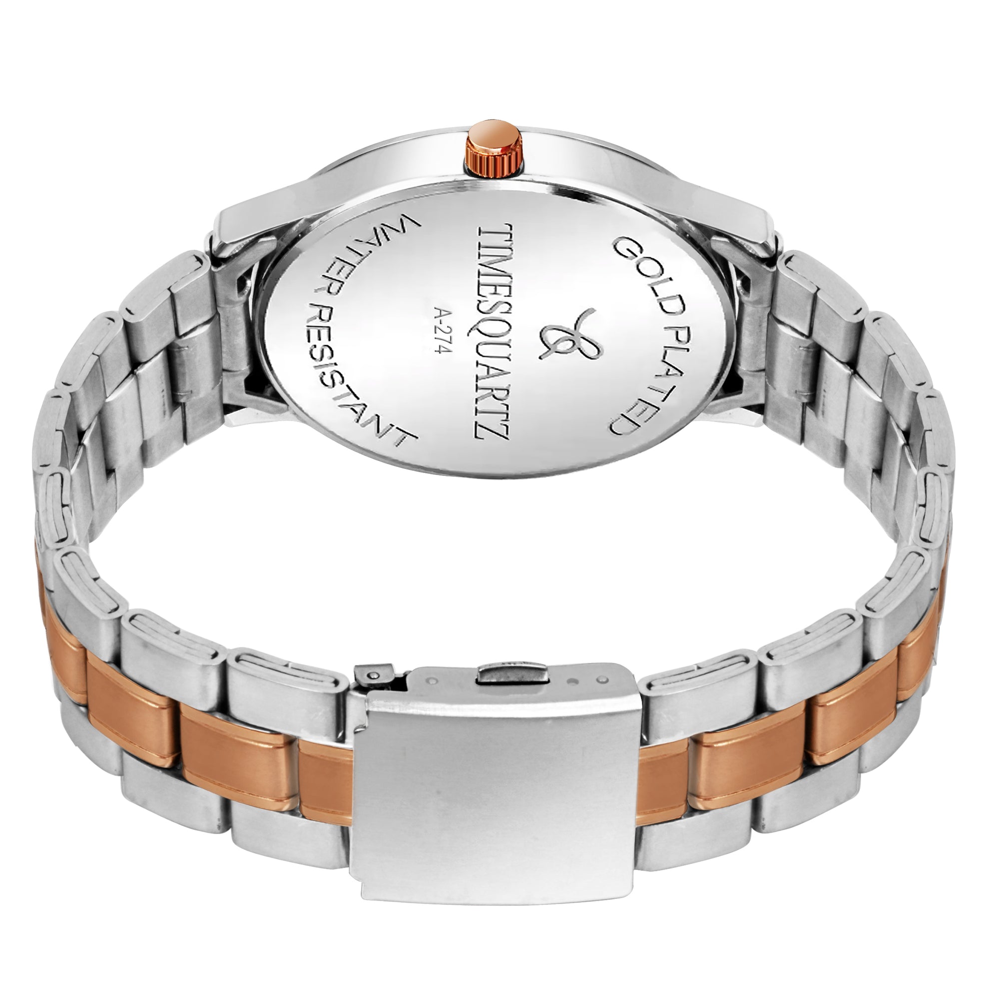 Men's Analog Wrist Watch A-274 Two Tone Case Rose Gold Dial