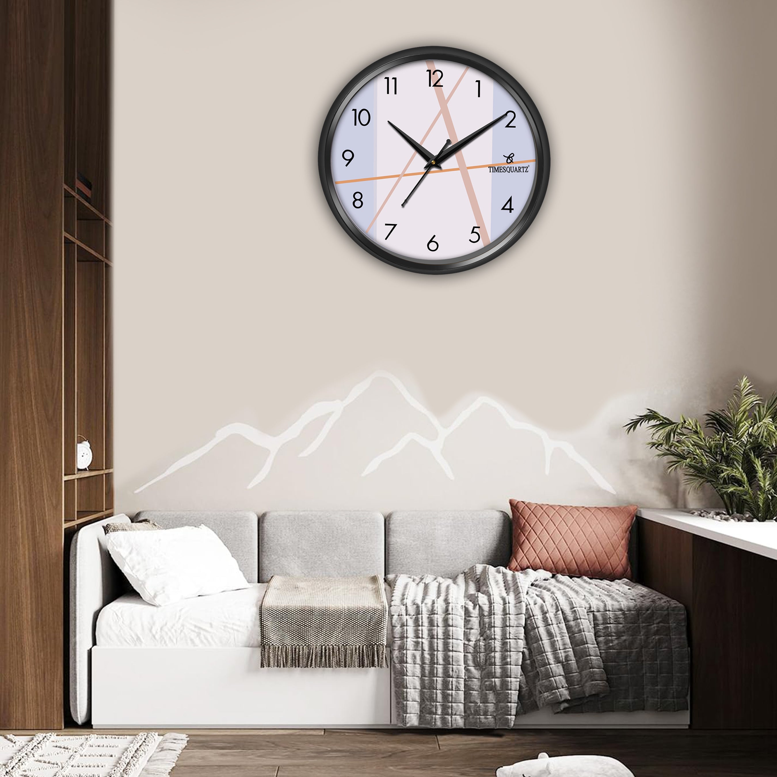 Round Analog Wall Clock WCR003 Black Frame Color block Dial