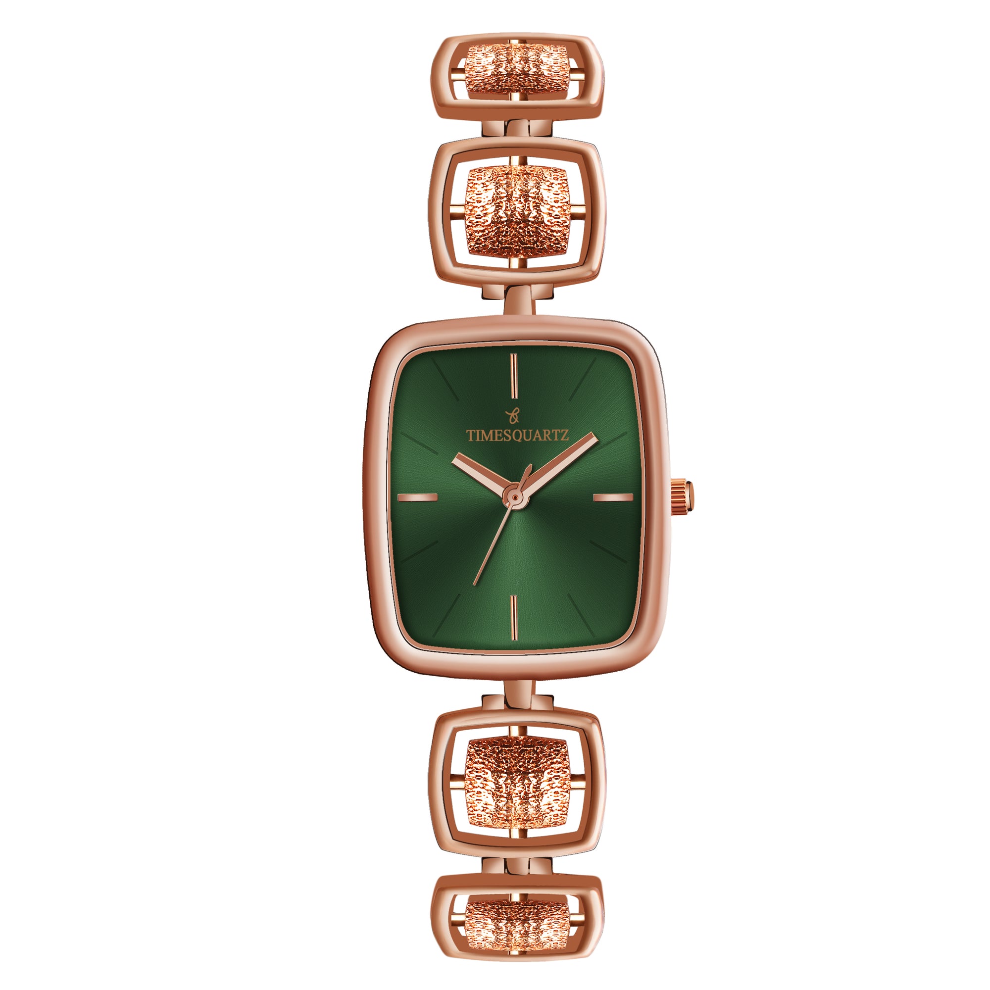 Women's Analog Wrist Watch A-272 Rose Gold Case Green Dial
