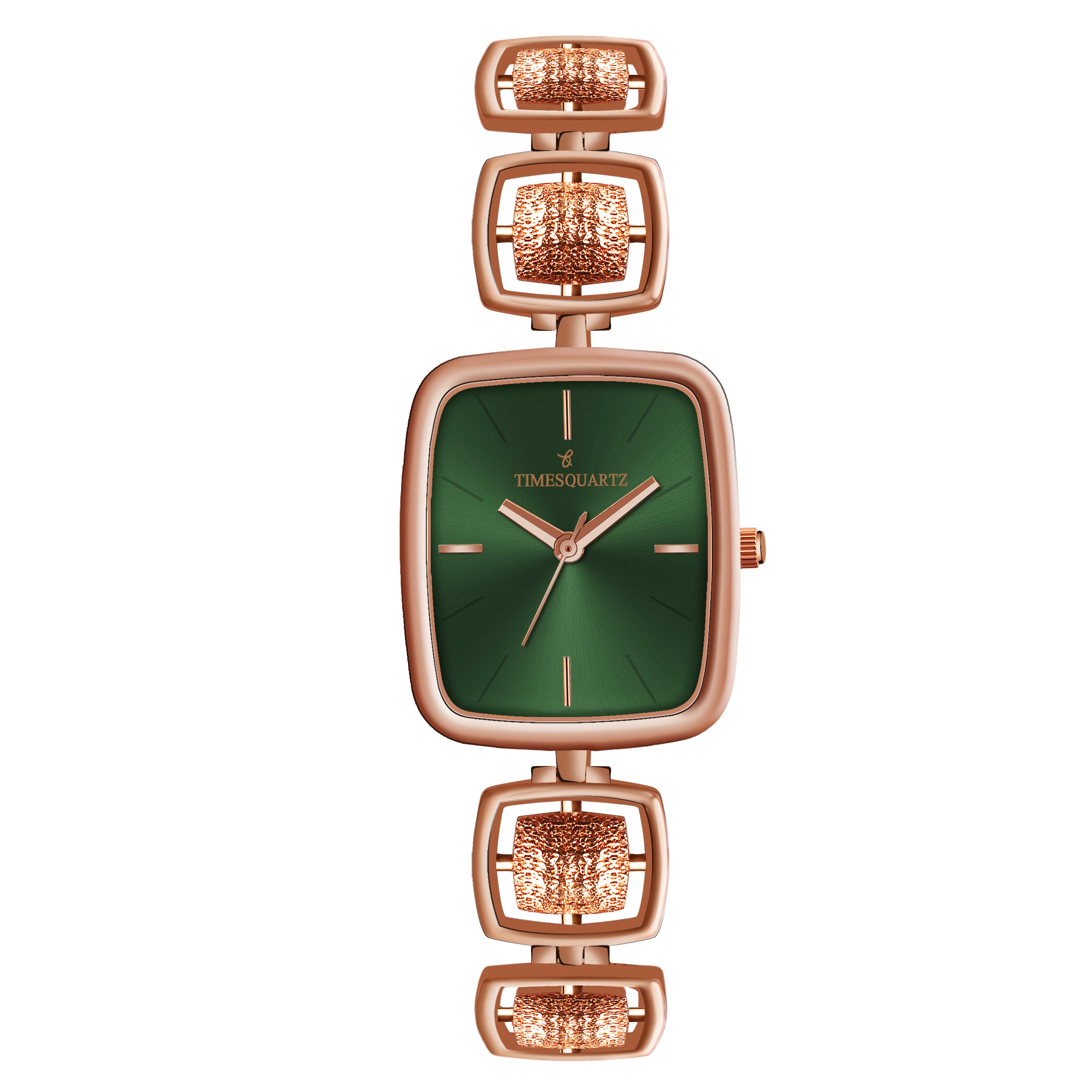 Women's Analog Wrist Watch A-272 Rose Gold Case Green Dial