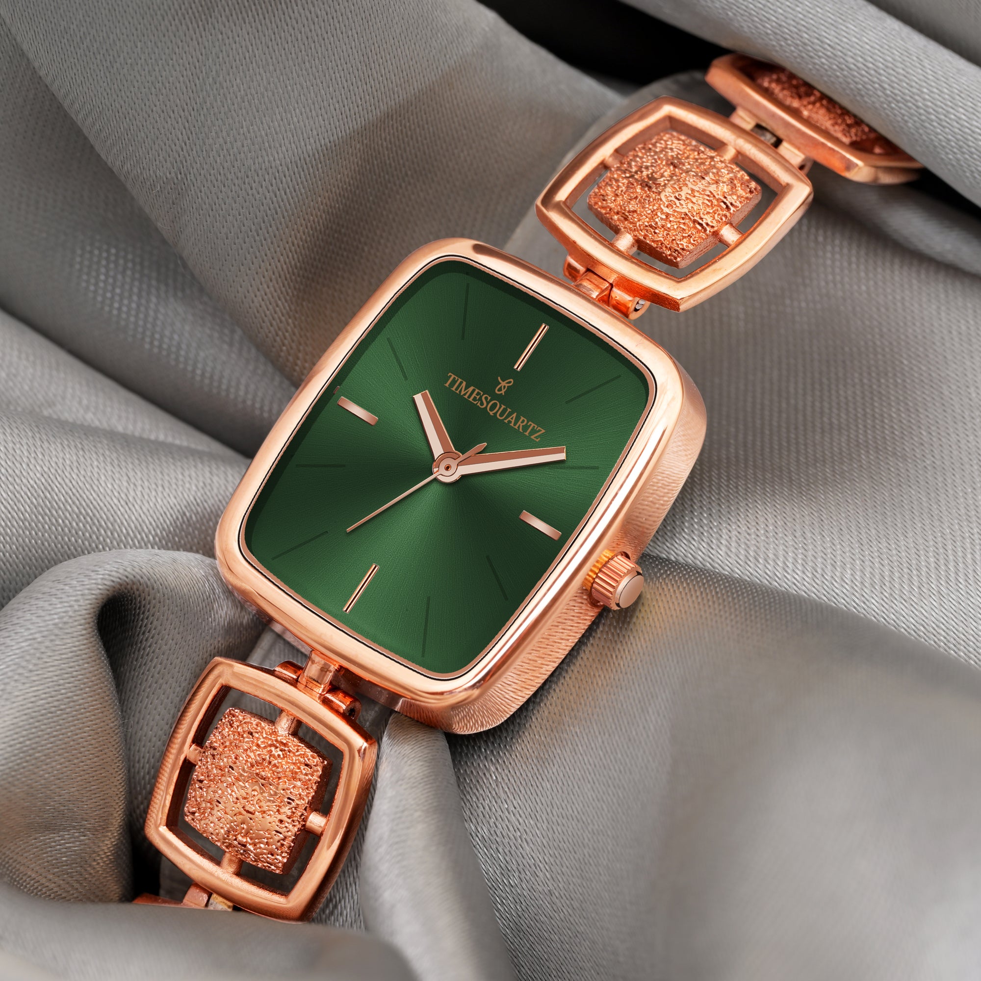 Women's Analog Wrist Watch A-272 Rose Gold Case Green Dial