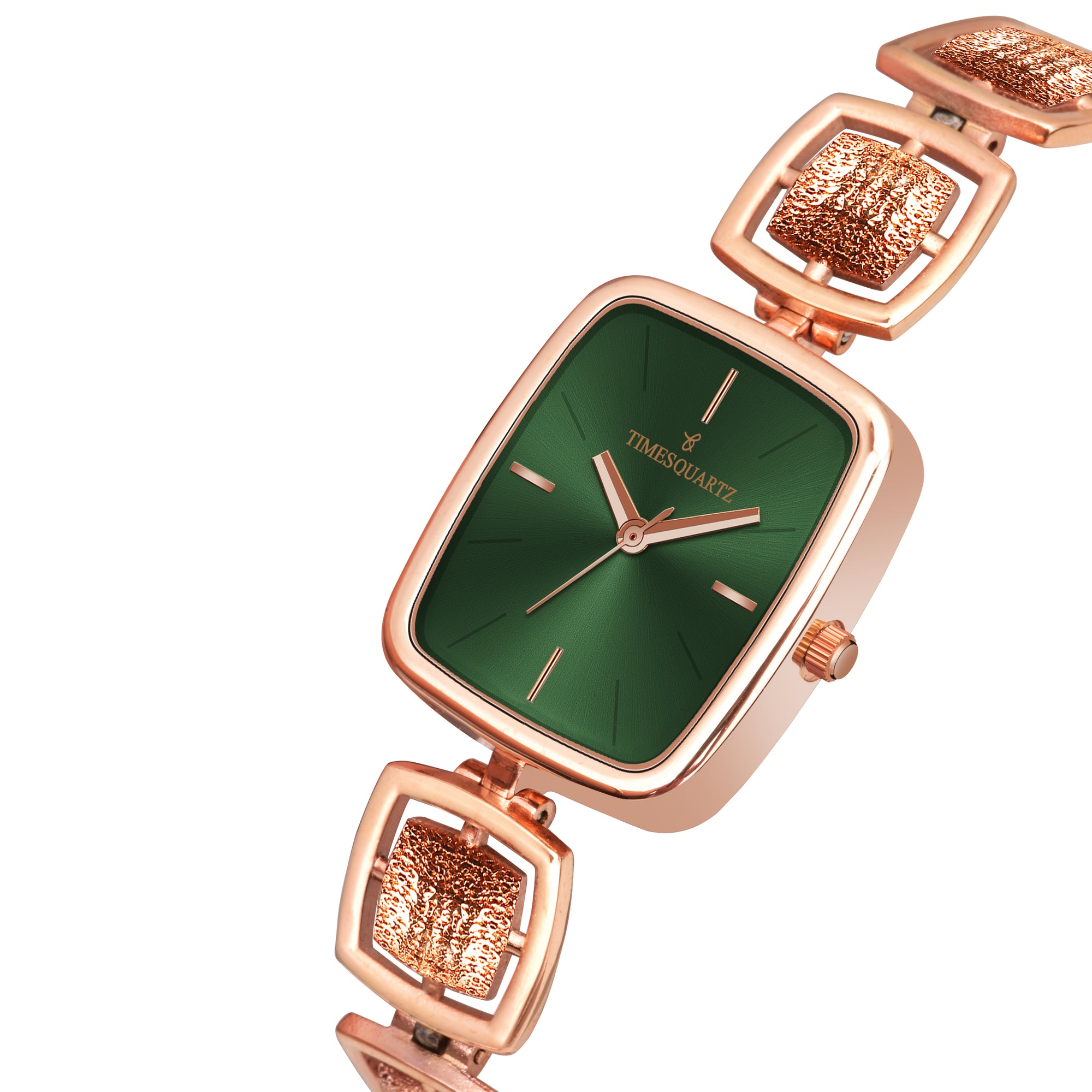 Women's Analog Wrist Watch A-272 Rose Gold Case Green Dial
