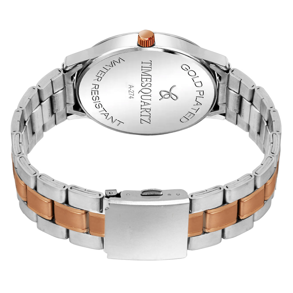 Men's Analog Wrist Watch A-274 Two Tone Case Silver Dial