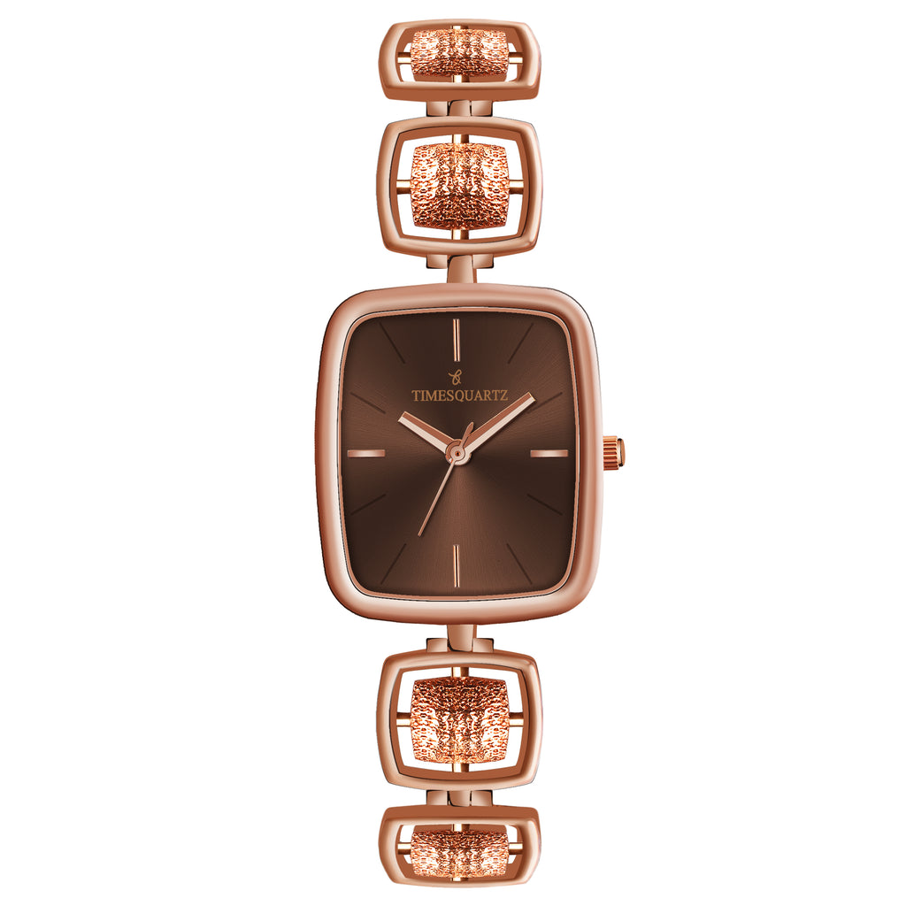 Women's Analog Wrist Watch A-272 Rose Gold Case Brown Dial
