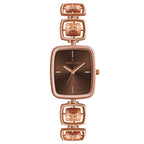 Women's Analog Wrist Watch A-272 Rose Gold Case Brown Dial