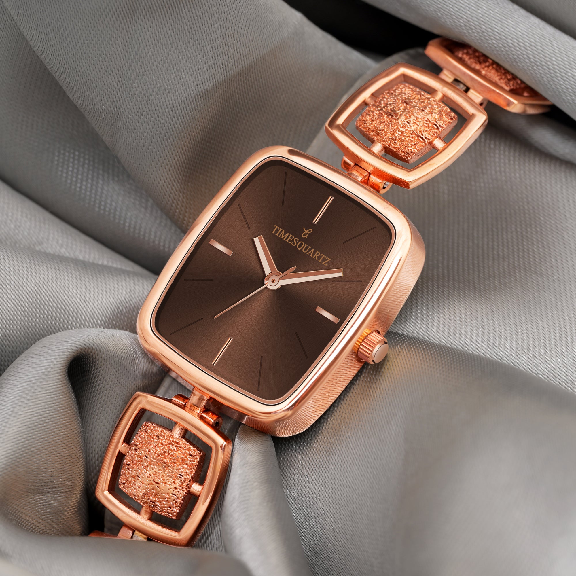 Women's Analog Wrist Watch A-272 Rose Gold Case Brown Dial