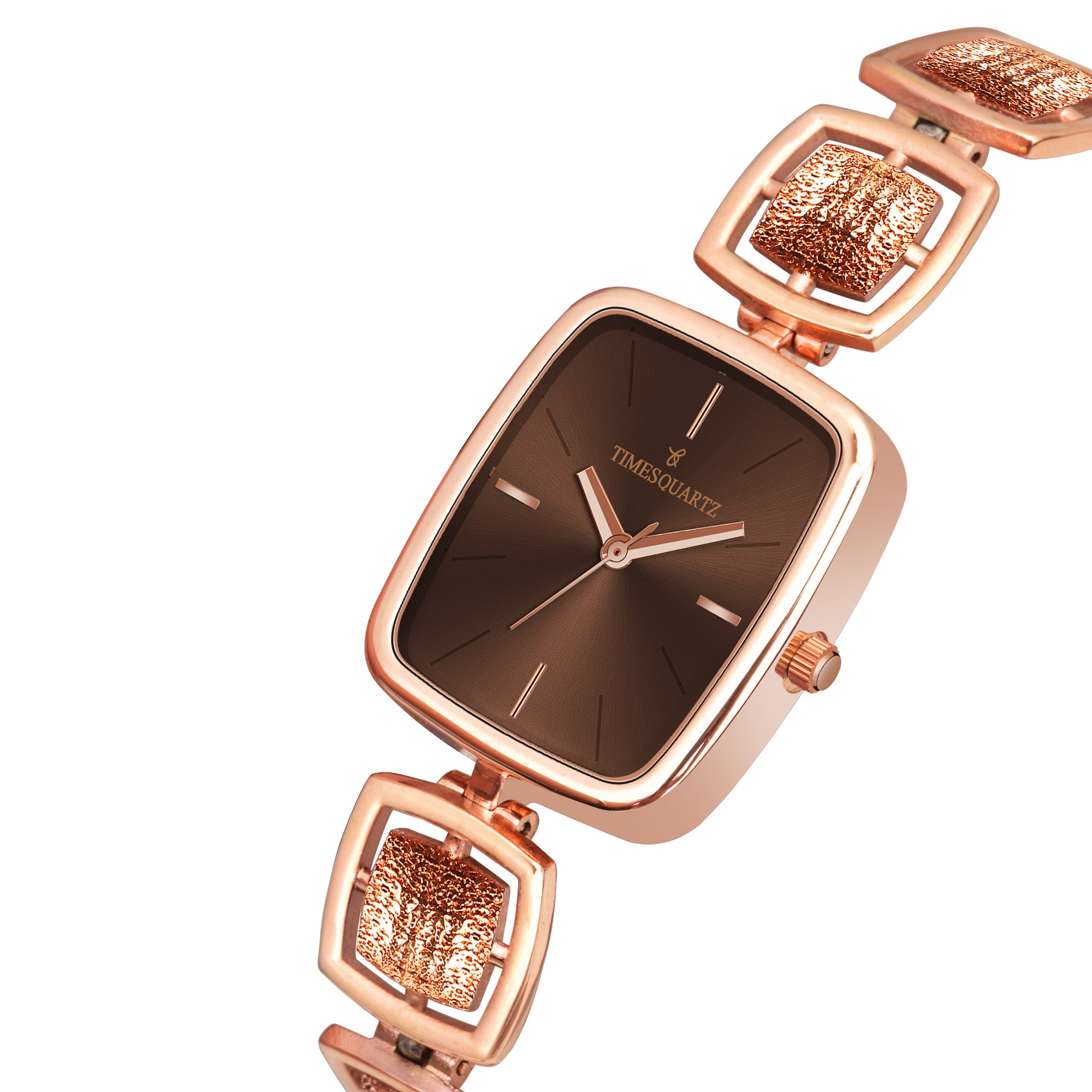 Women's Analog Wrist Watch A-272 Rose Gold Case Brown Dial