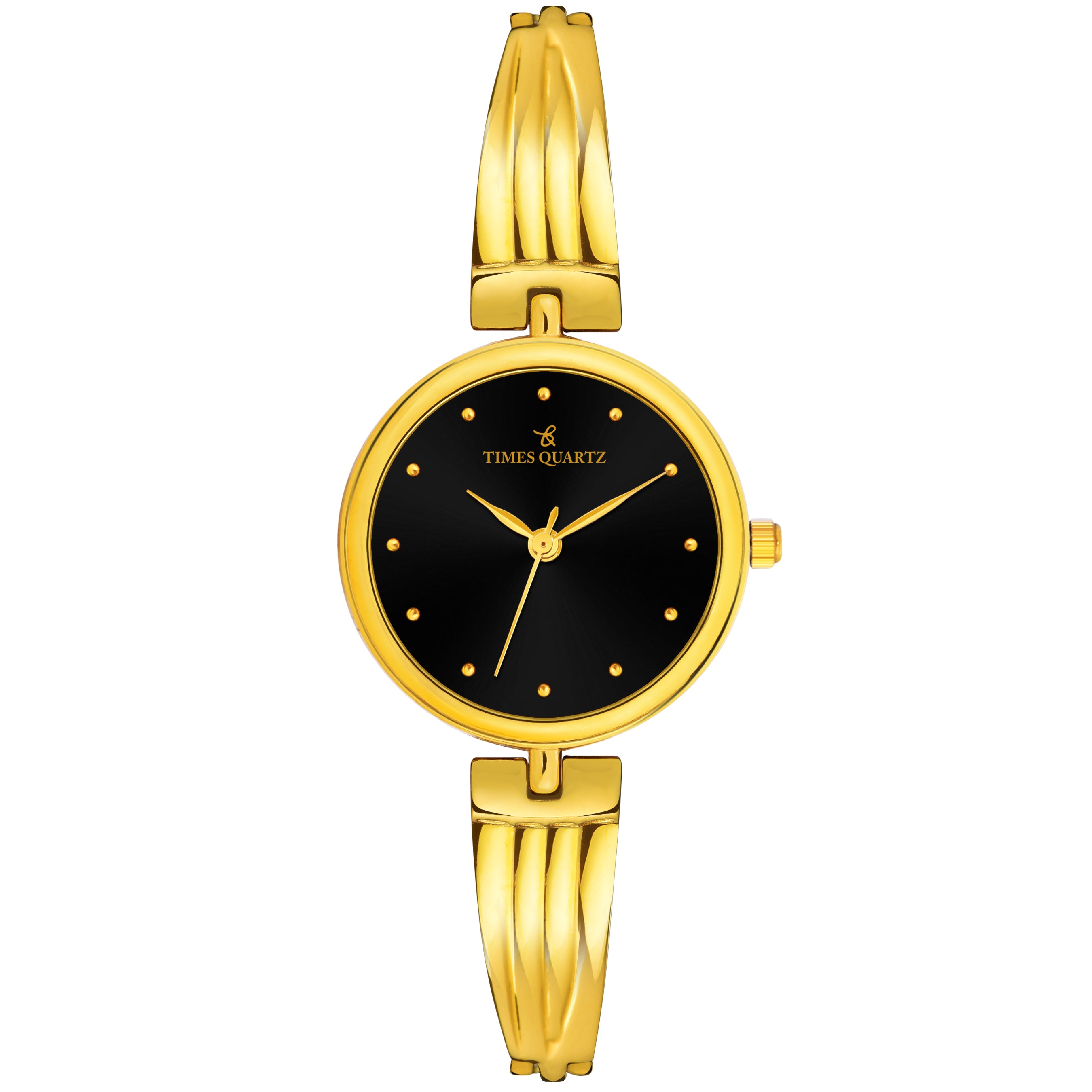 Women's Wrist Watch Model A-105 Golden Case Black Dial