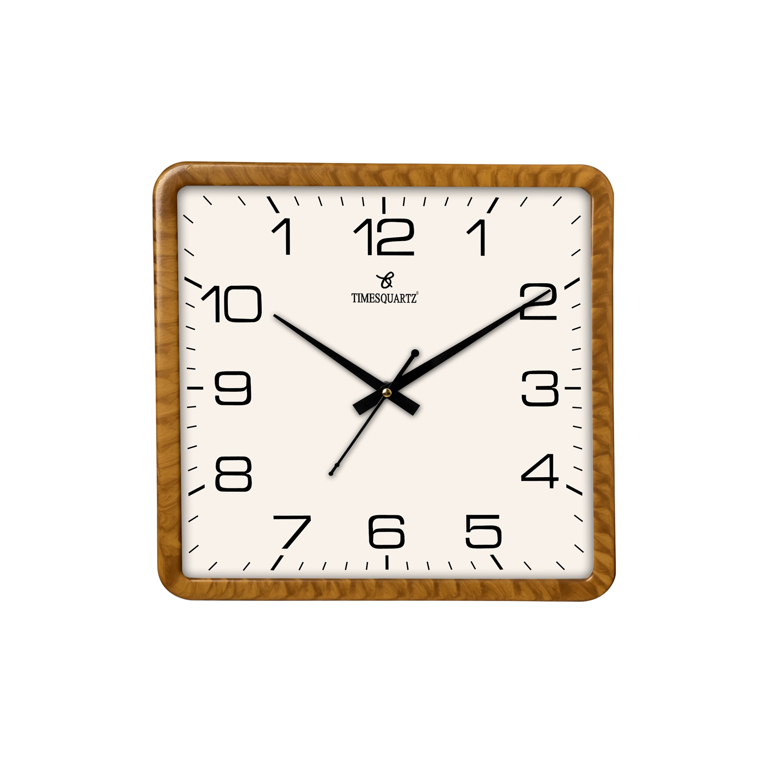 Square Analog Wall Clock WCS004 Wooden Frame White Dial