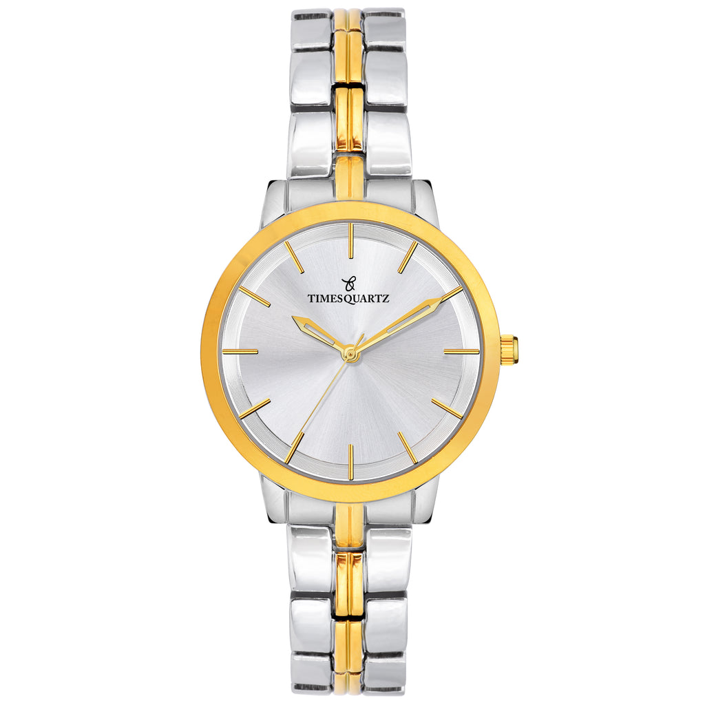 Women's Analog Wrist Watch A-150 Two Tone Case Silver Dial