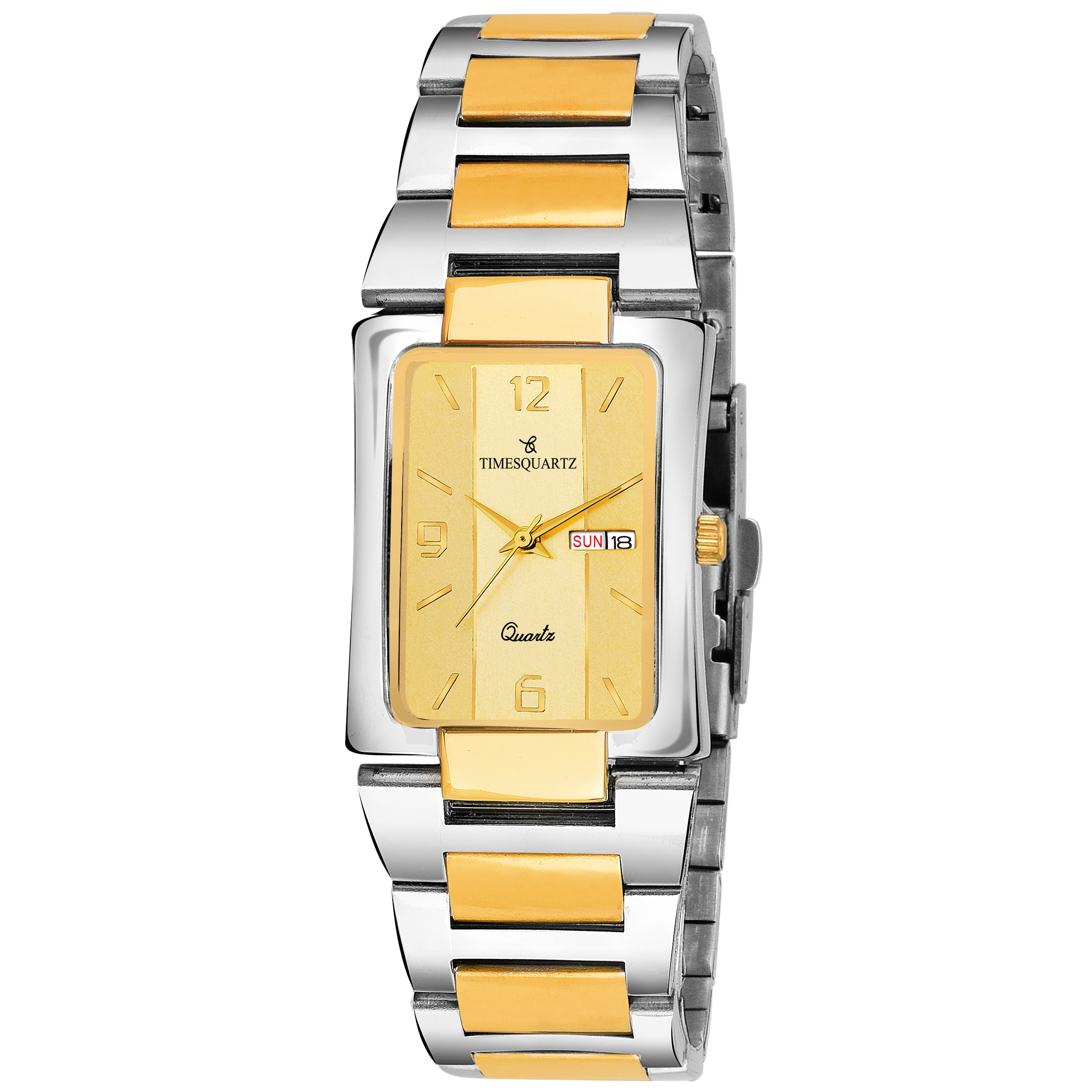 Men's Analog Wrist Watch A-231 Two Tone Case Golden Dial