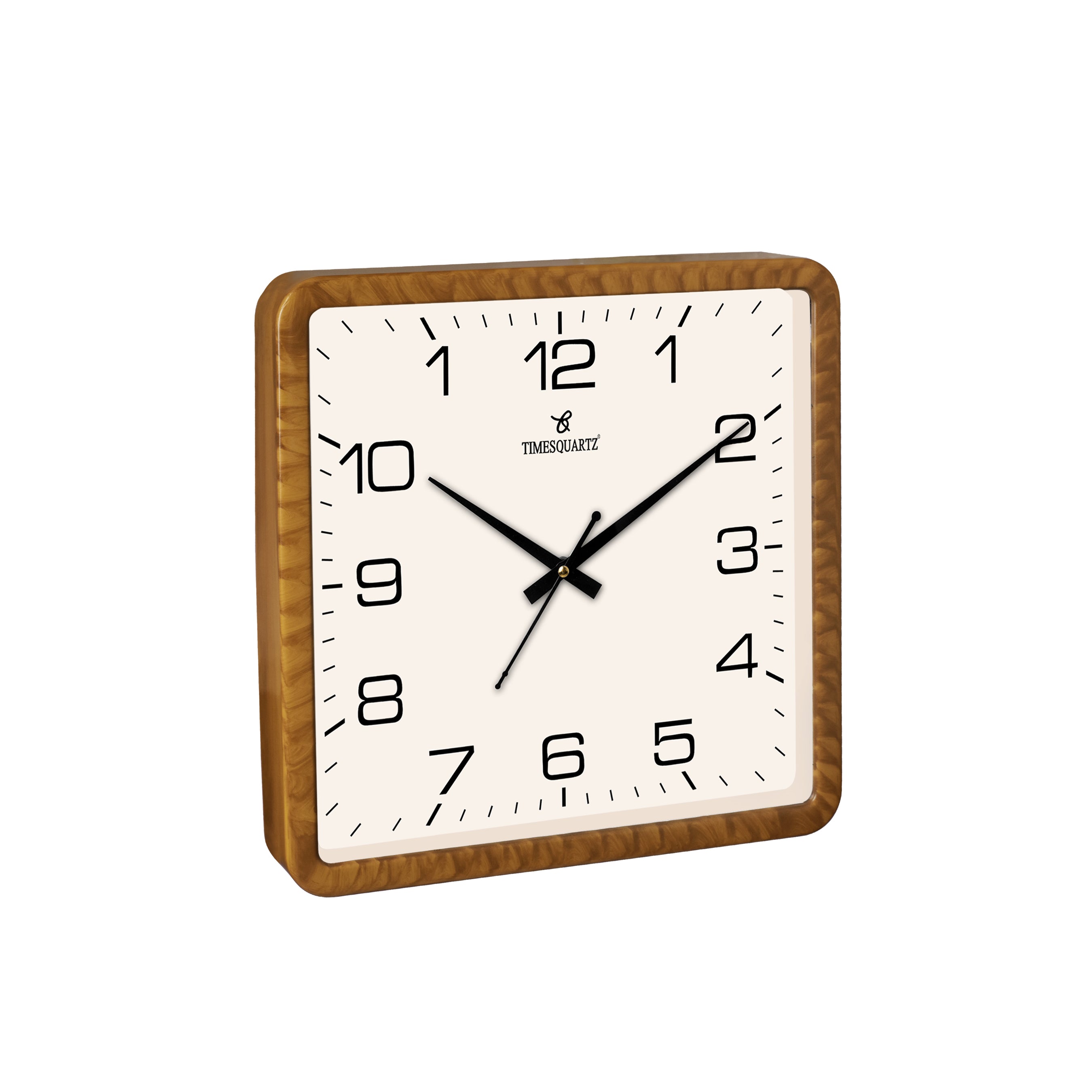 Square Analog Wall Clock WCS004 Wooden Frame White Dial