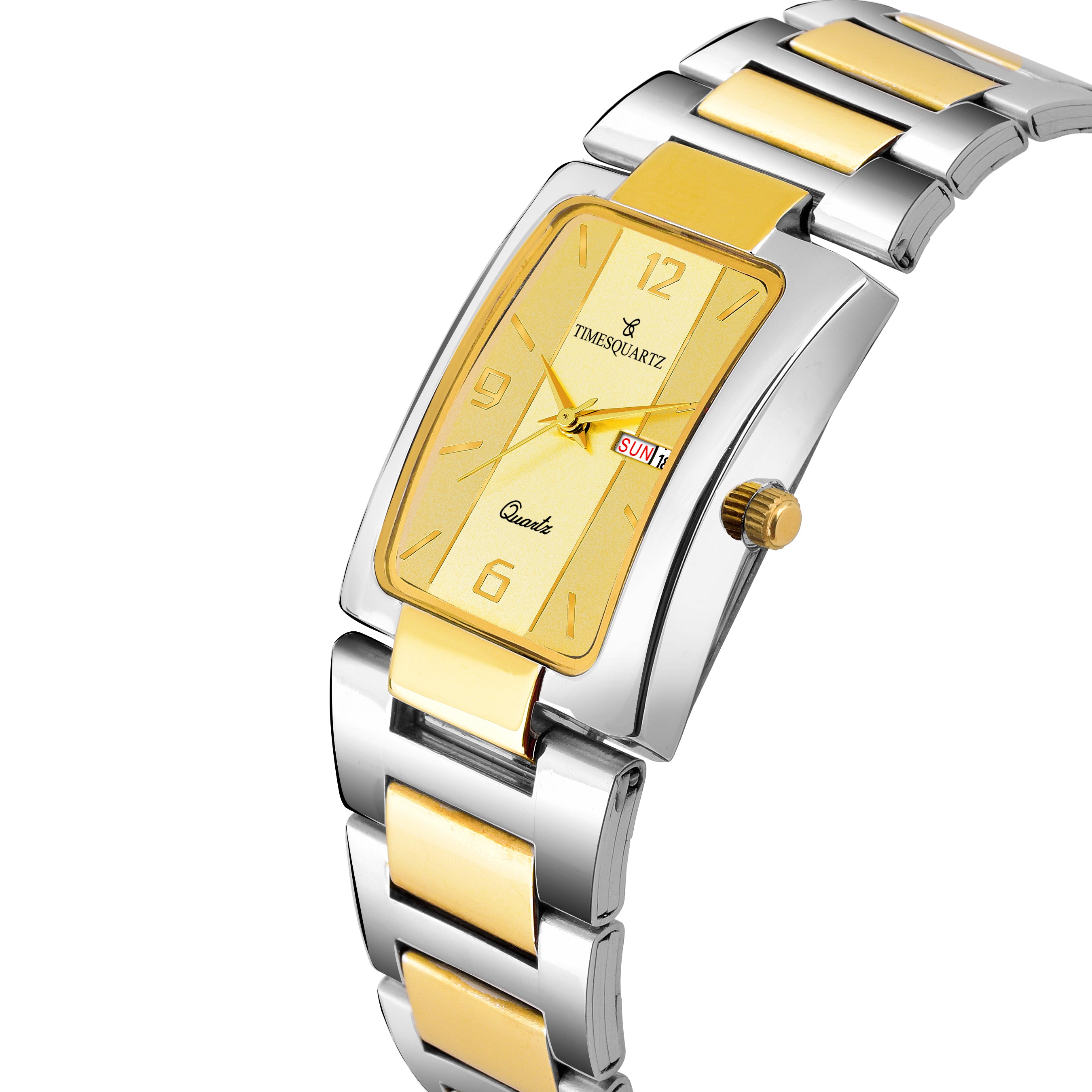 Men's Analog Wrist Watch A-231 Two Tone Case Golden Dial