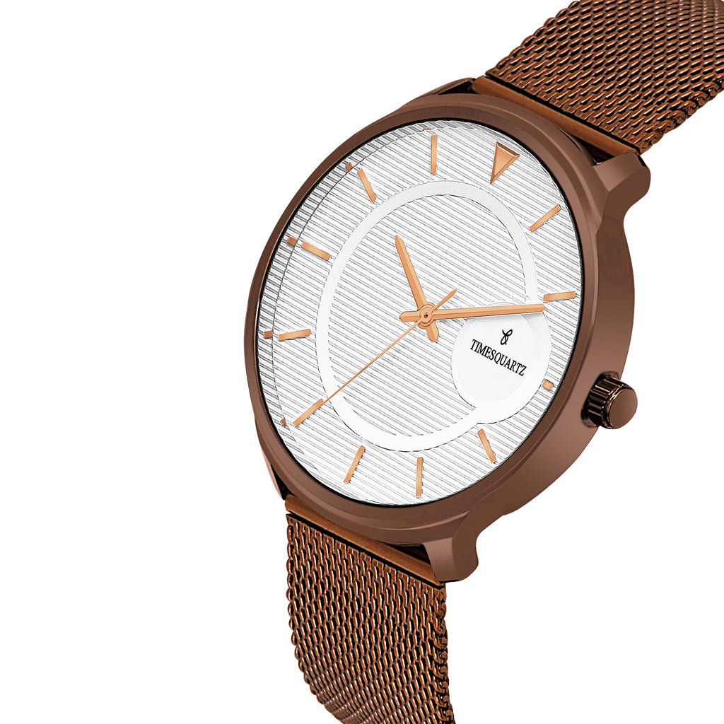 Men's Analog Wrist Watch A-123 Brown Case White Dial