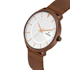 Men's Analog Wrist Watch A-123 Brown Case White Dial