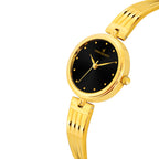 Women's Wrist Watch Model A-105 Golden Case Black Dial